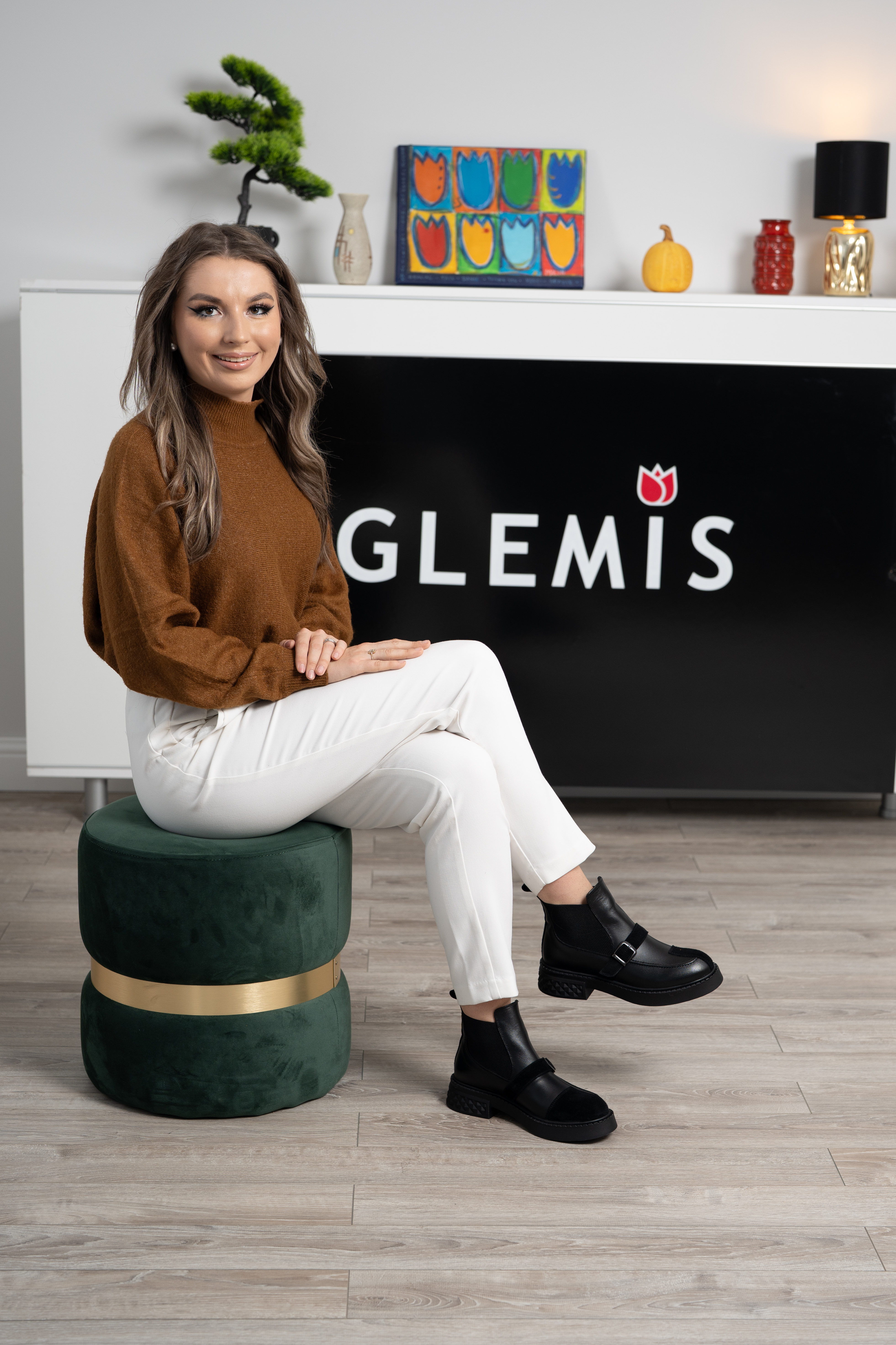 Ghete dama, Glemis, piele naturala - Cod: AS-2525-04, Culoare: Negru Box Velur, Marime: 38 (24.9 cm)