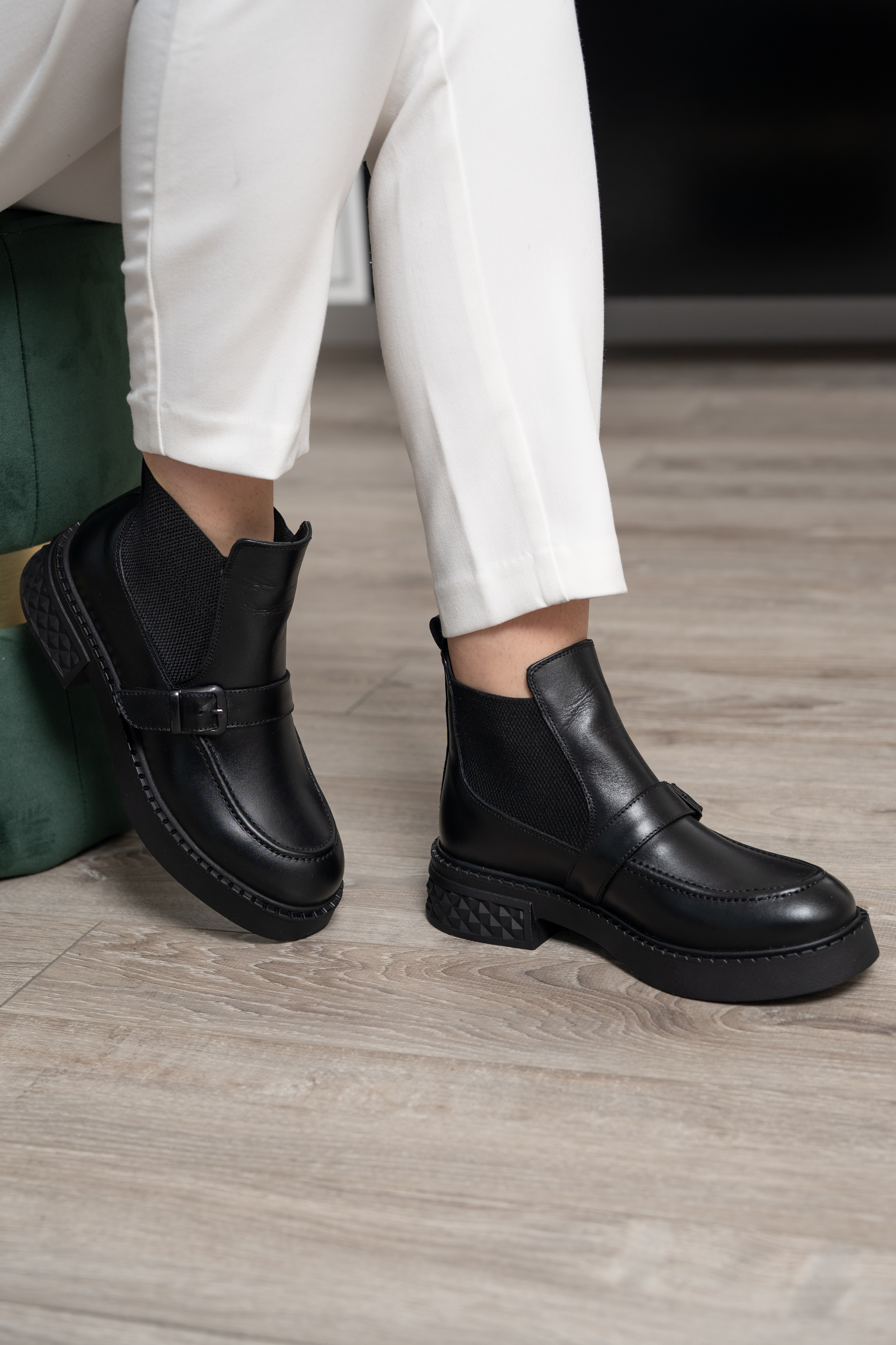 Ghete dama, Glemis, piele naturala - Cod: AS-2525-04, Culoare: Negru Box, Marime: 38 (24.9 cm)