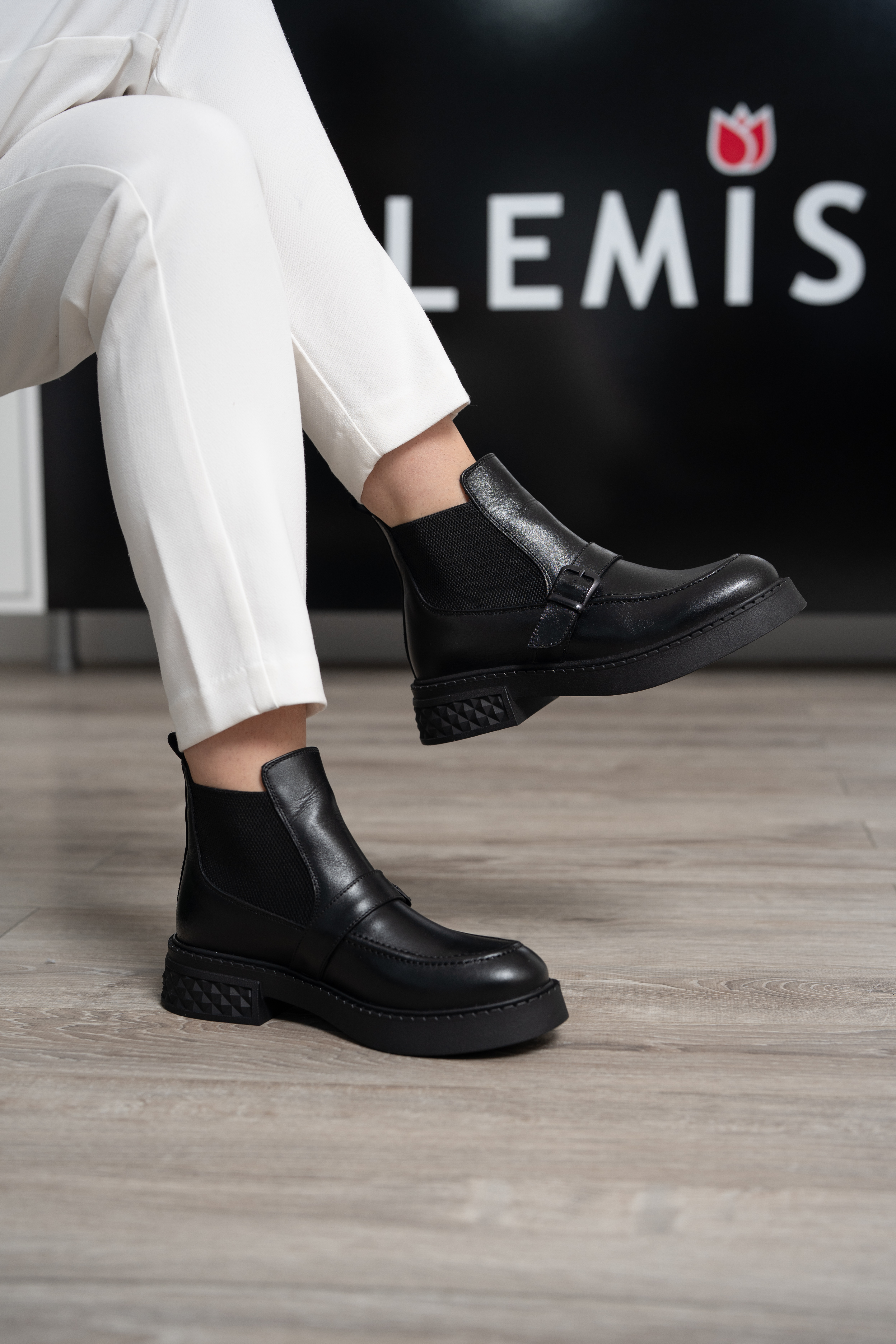 Ghete dama, Glemis, piele naturala - Cod: AS-2525-04, Culoare: Negru Box, Marime: 38 (24.9 cm)