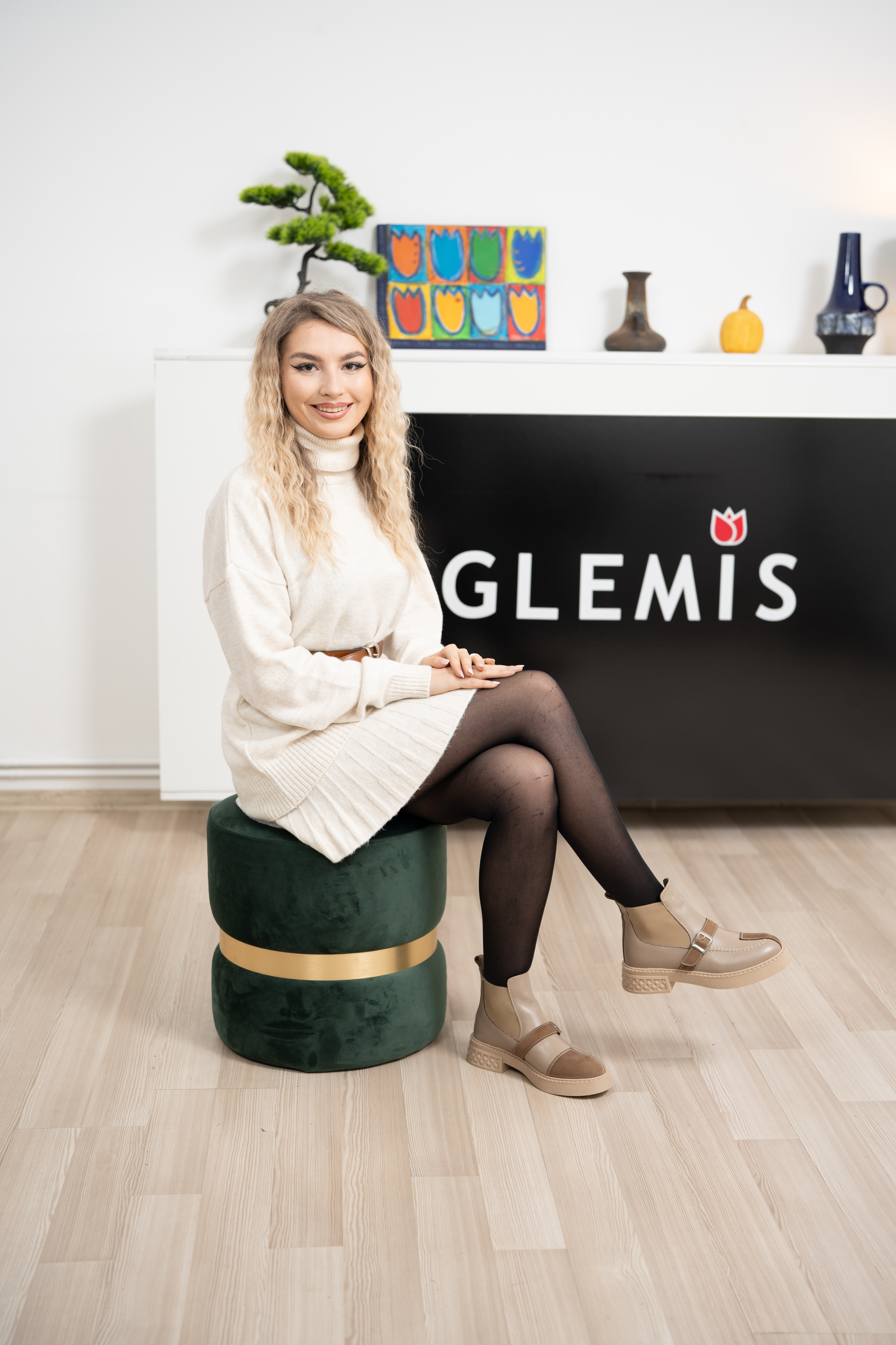 Ghete dama, Glemis, piele naturala - Cod: AS-2525-04, Culoare: Taupe Box Velur, Marime: 38 (24.9 cm)