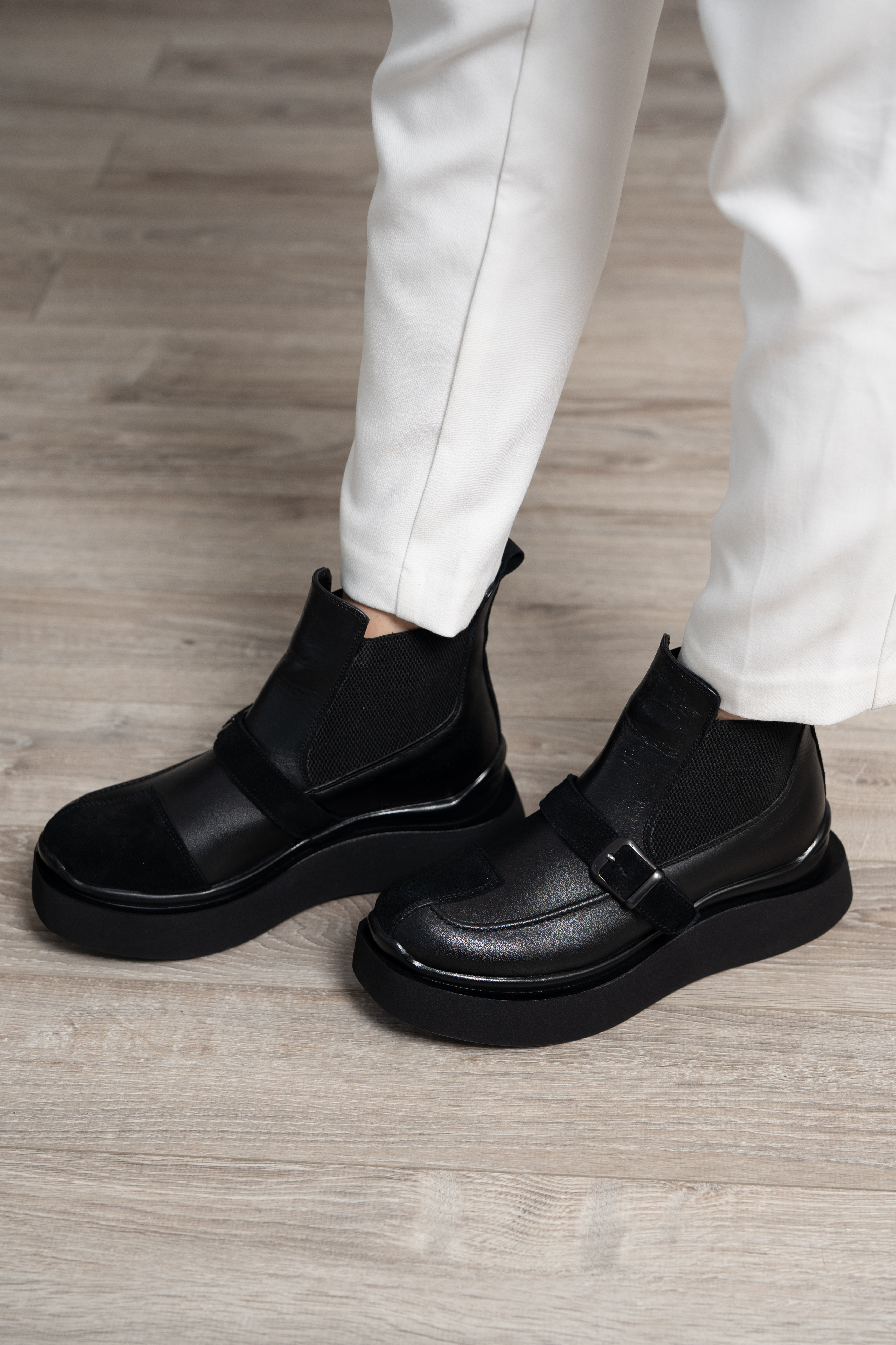 Ghete dama, Glemis, piele naturala - Cod: AS-2525-21, Culoare: Negru Box Velur, Marime: 38 (24.9 cm)