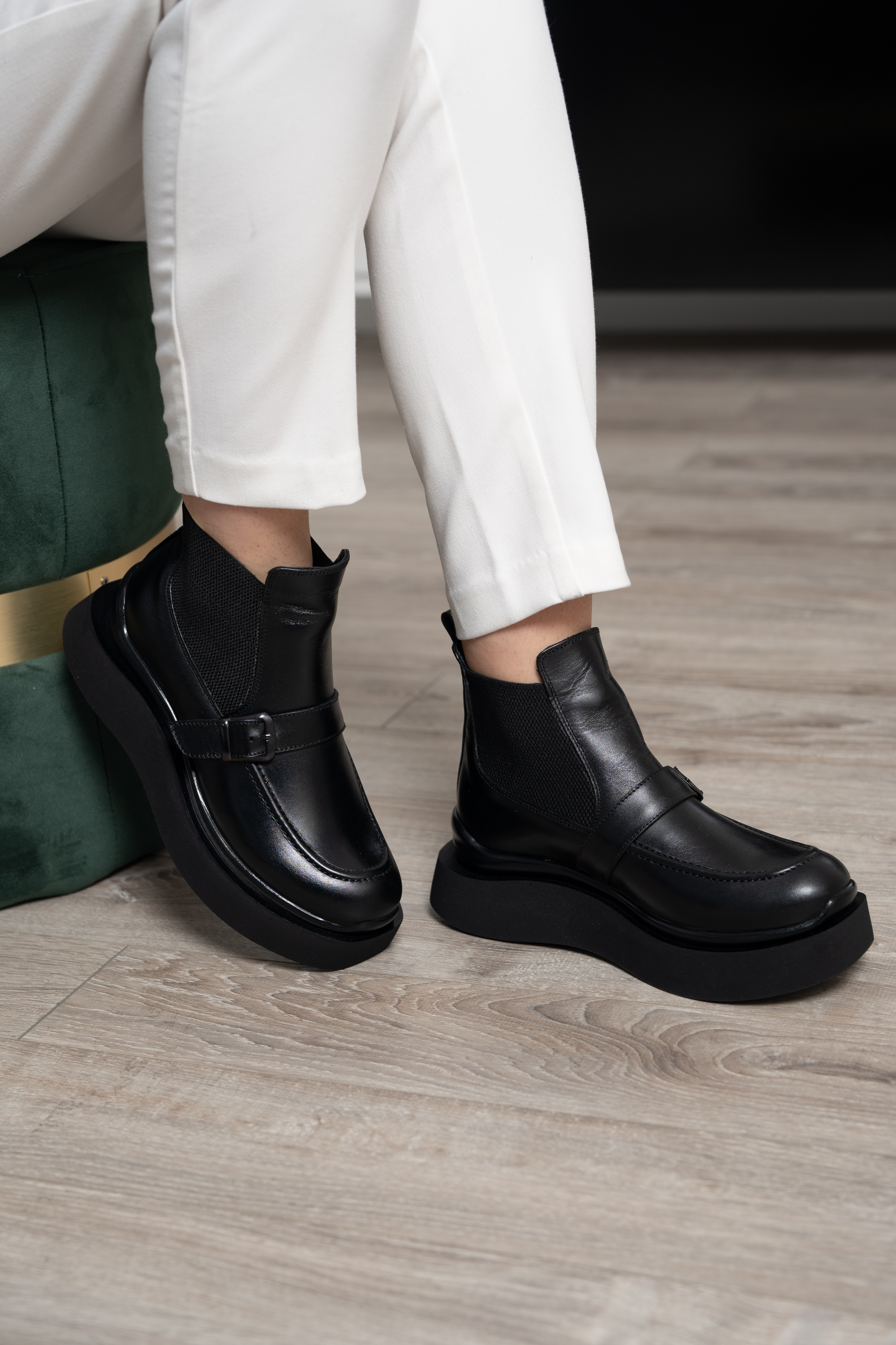 Ghete dama, Glemis, piele naturala - Cod: AS-2525-21, Culoare: Negru Box, Marime: 38 (24.9 cm)
