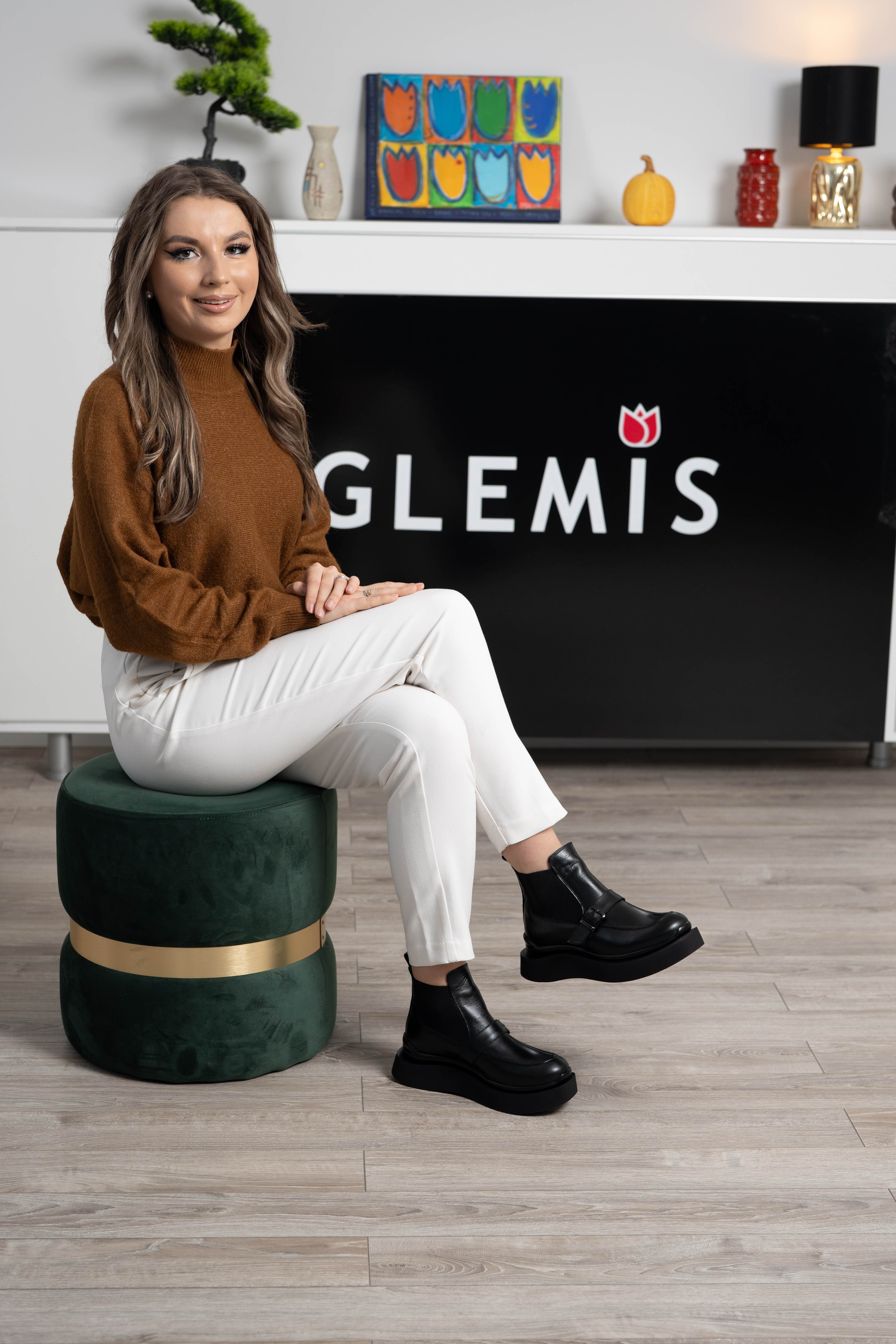 Ghete dama, Glemis, piele naturala - Cod: AS-2525-21, Culoare: Negru Box, Marime: 38 (24.9 cm)