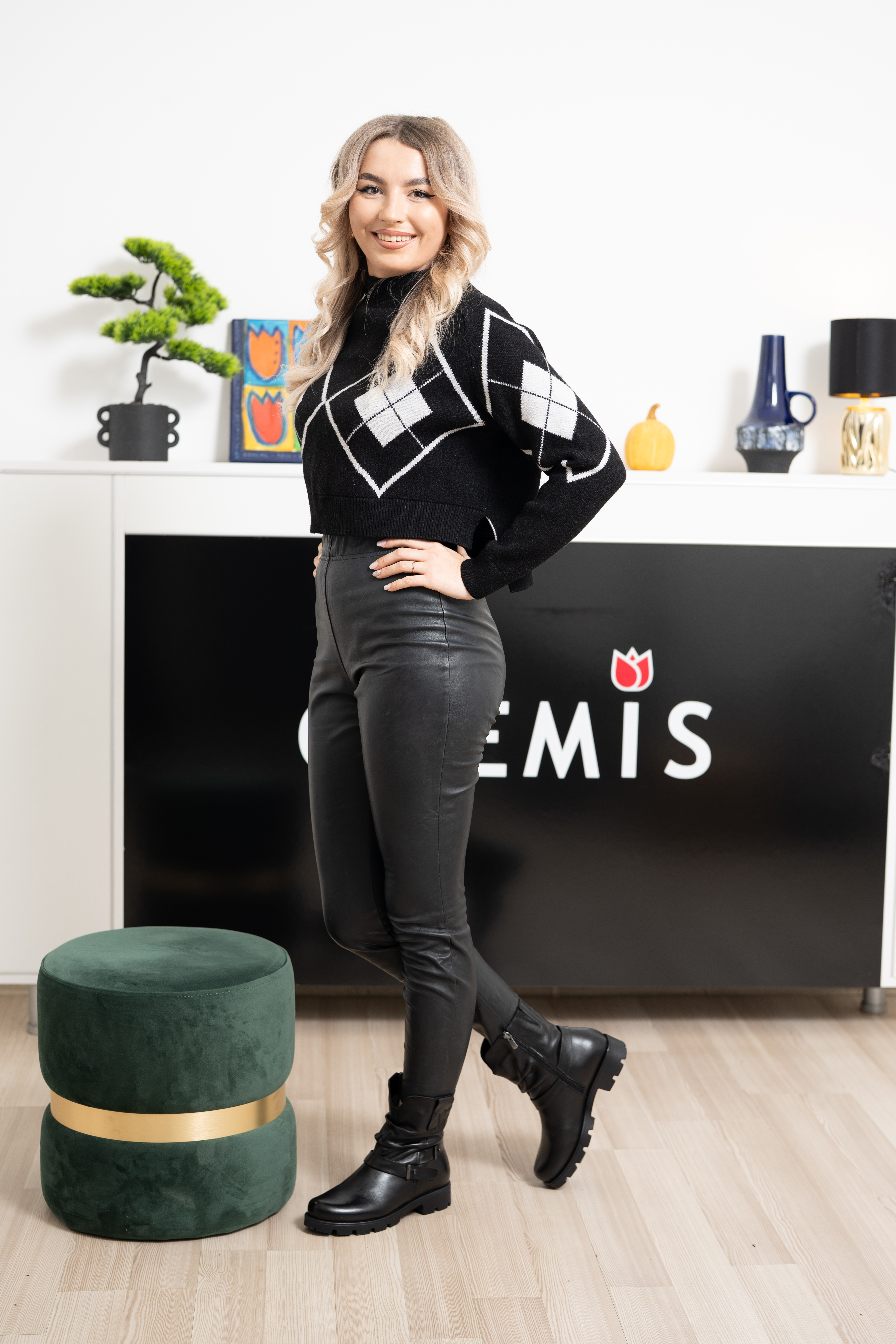 Ghete dama, Glemis, piele naturala - Cod: AS-286, Culoare: Negru Box, Marime: 38 (25.6 cm)