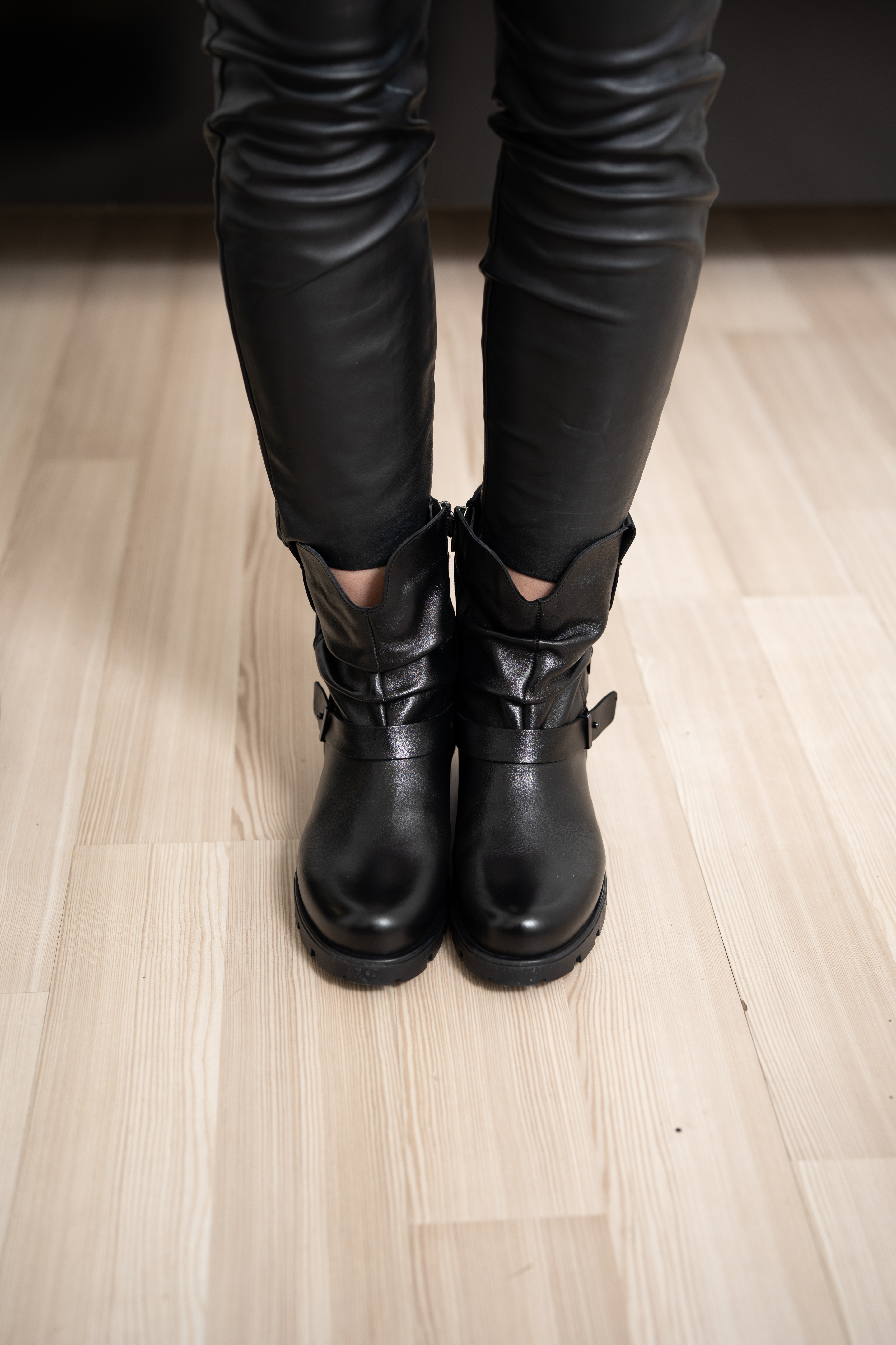 Ghete dama, Glemis, piele naturala - Cod: AS-286, Culoare: Negru Box, Marime: 38 (25.6 cm)