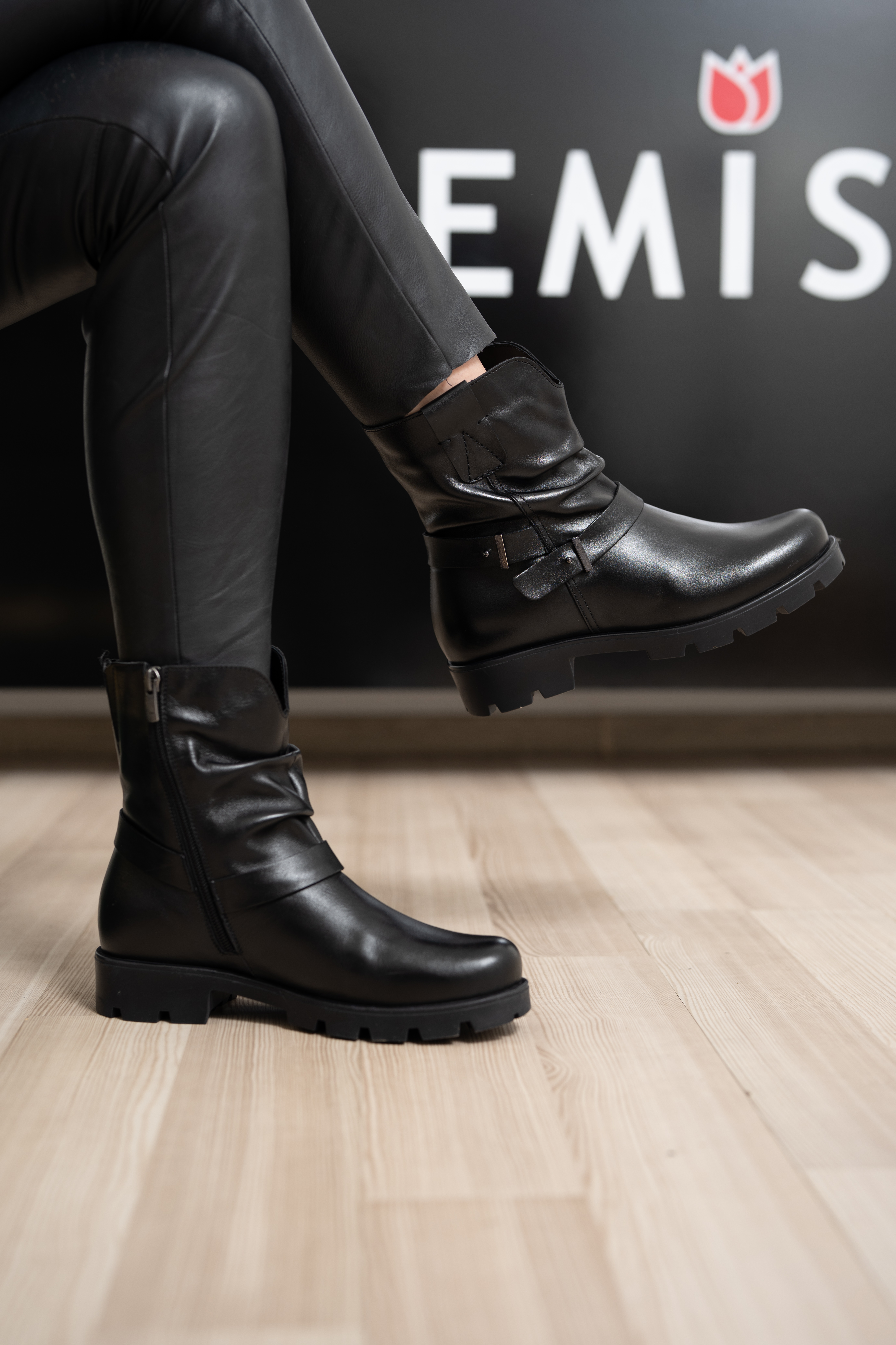 Ghete dama, Glemis, piele naturala - Cod: AS-286, Culoare: Negru Box, Marime: 38 (25.6 cm)