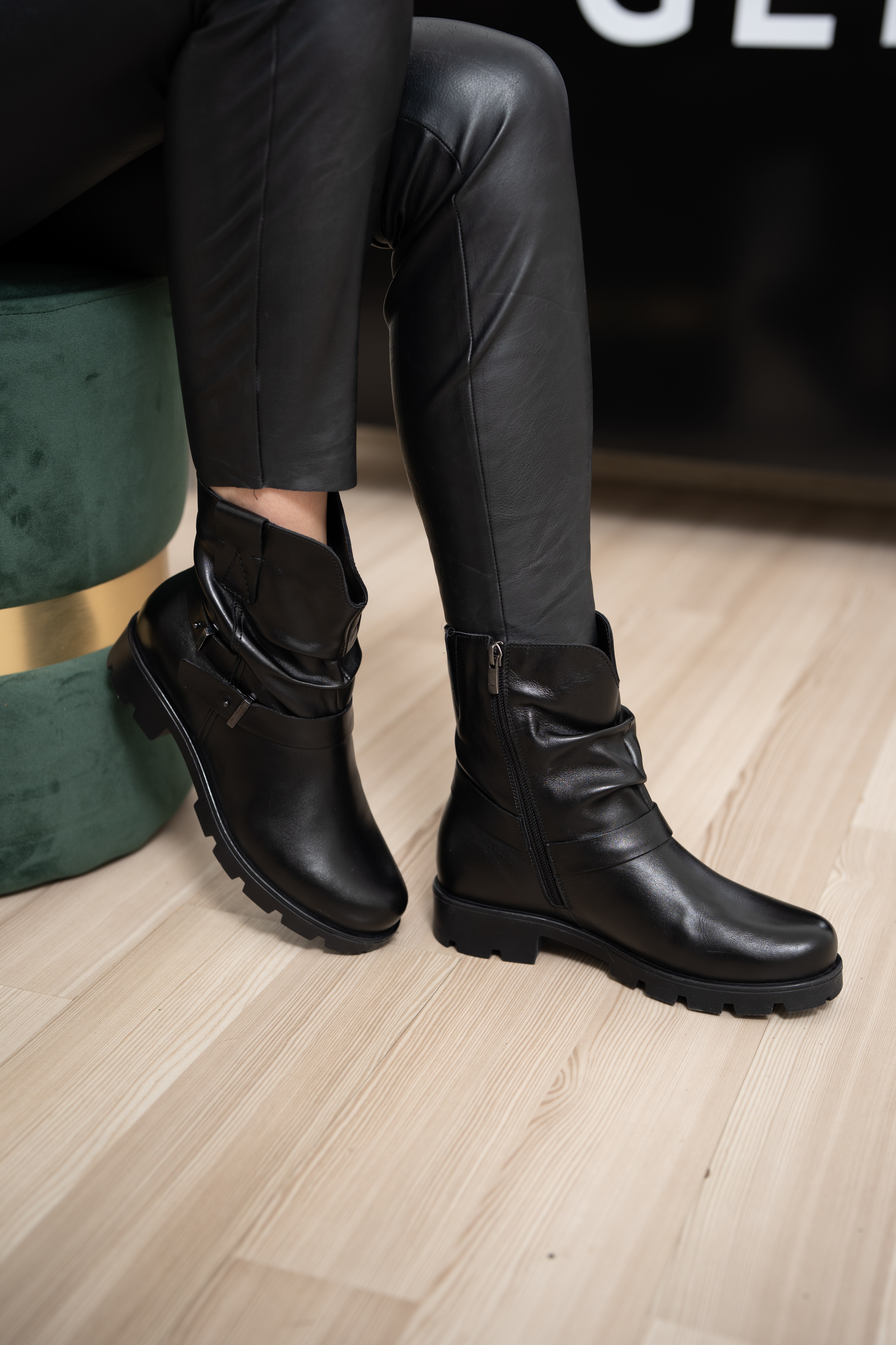 Ghete dama, Glemis, piele naturala - Cod: AS-286, Culoare: Negru Box, Marime: 38 (25.6 cm)