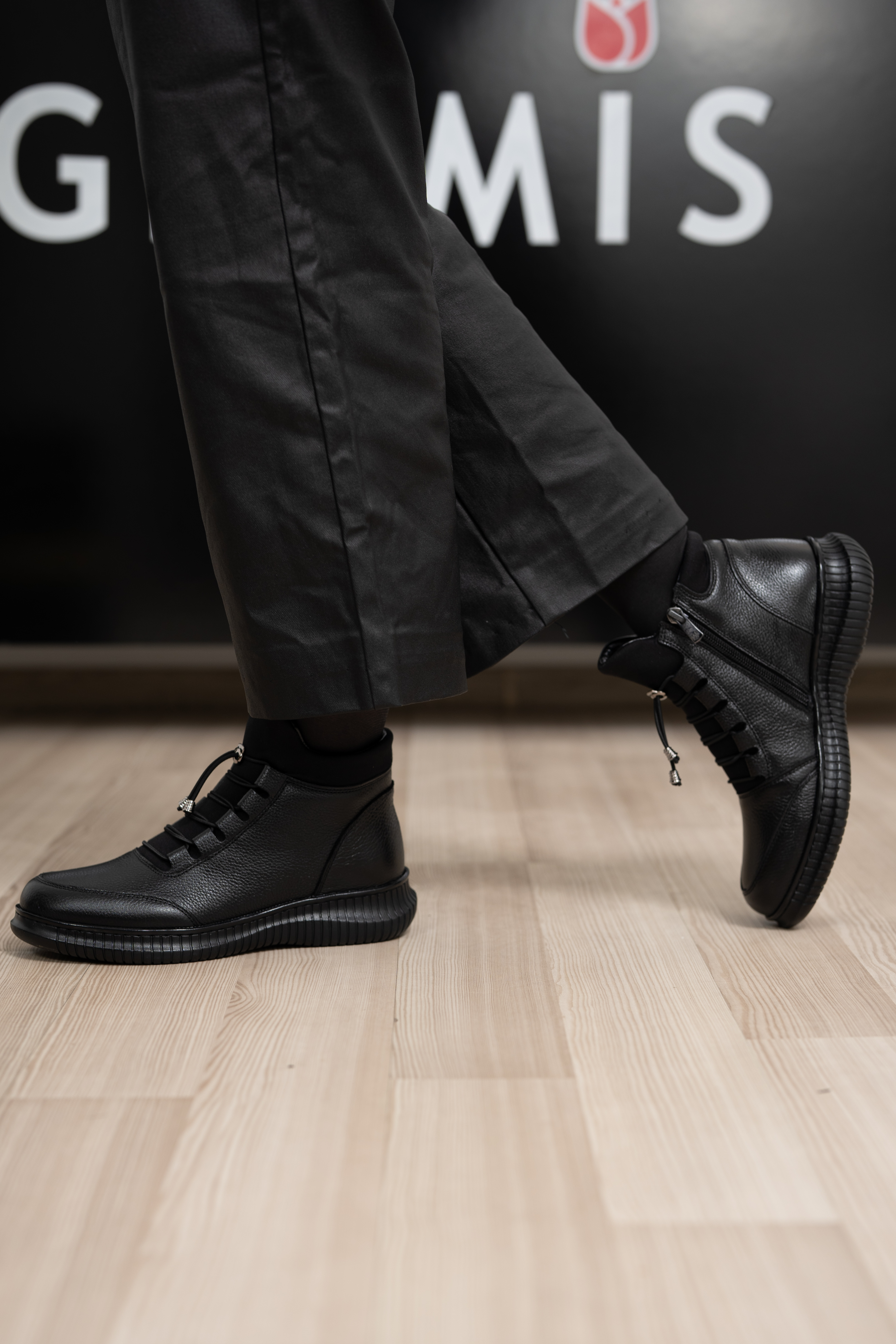 Ghete dama confort, Glemis, piele naturala - Cod: AS-296, Culoare: Negru Box, Marime: 38 (25.1 cm)