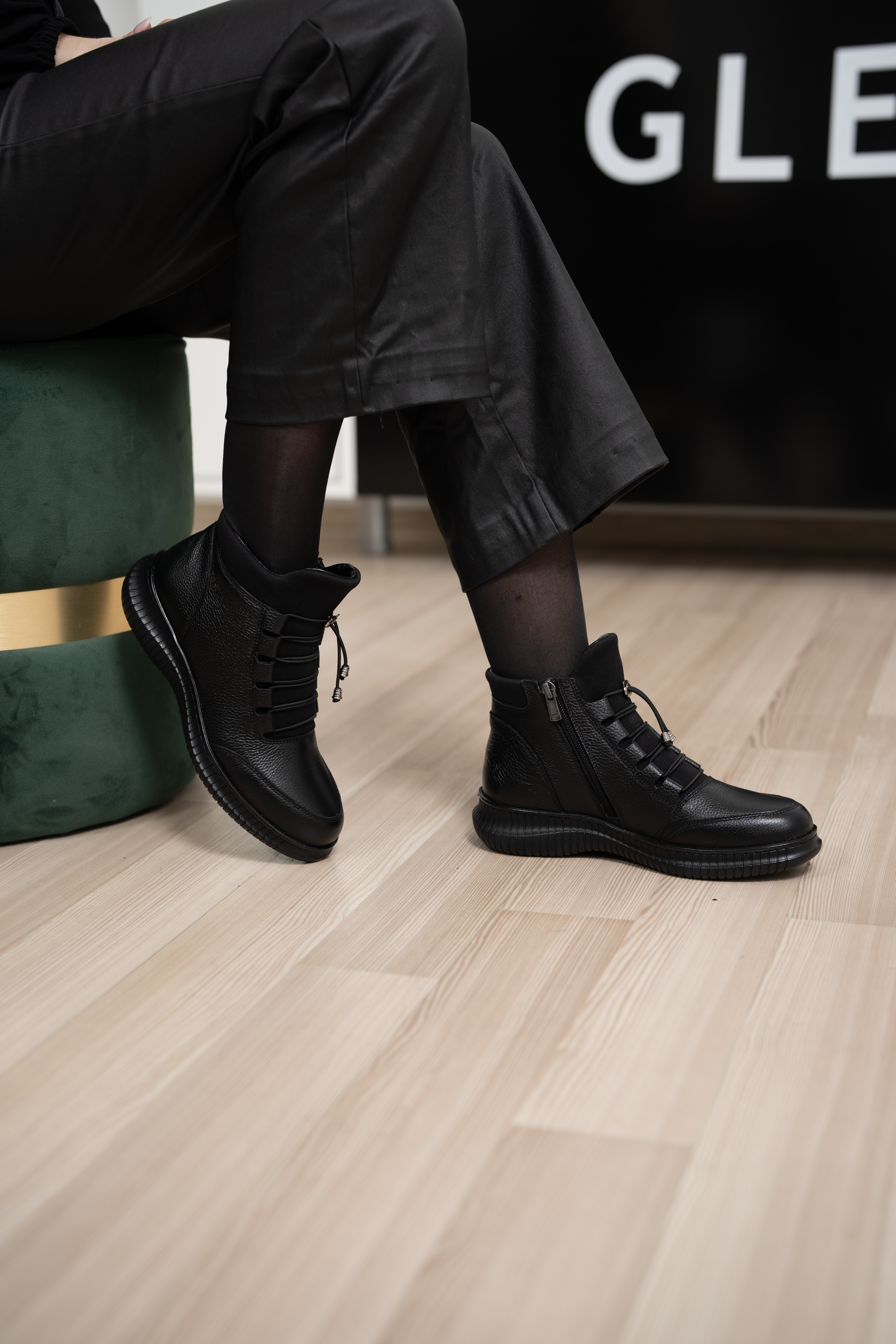 Ghete dama confort, Glemis, piele naturala - Cod: AS-296, Culoare: Negru Box, Marime: 38 (25.1 cm)