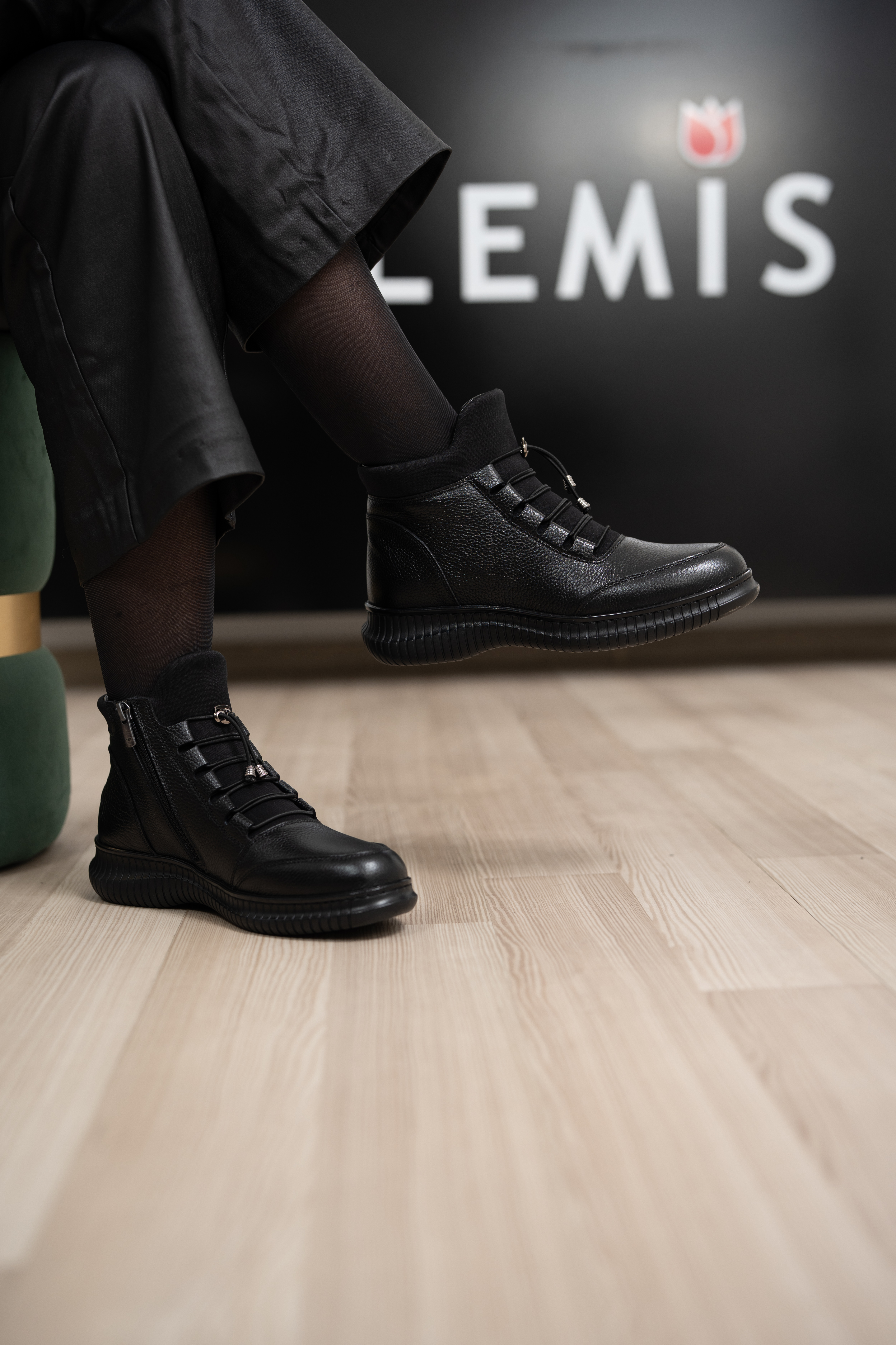 Ghete dama confort, Glemis, piele naturala - Cod: AS-296, Culoare: Negru Box, Marime: 38 (25.1 cm)