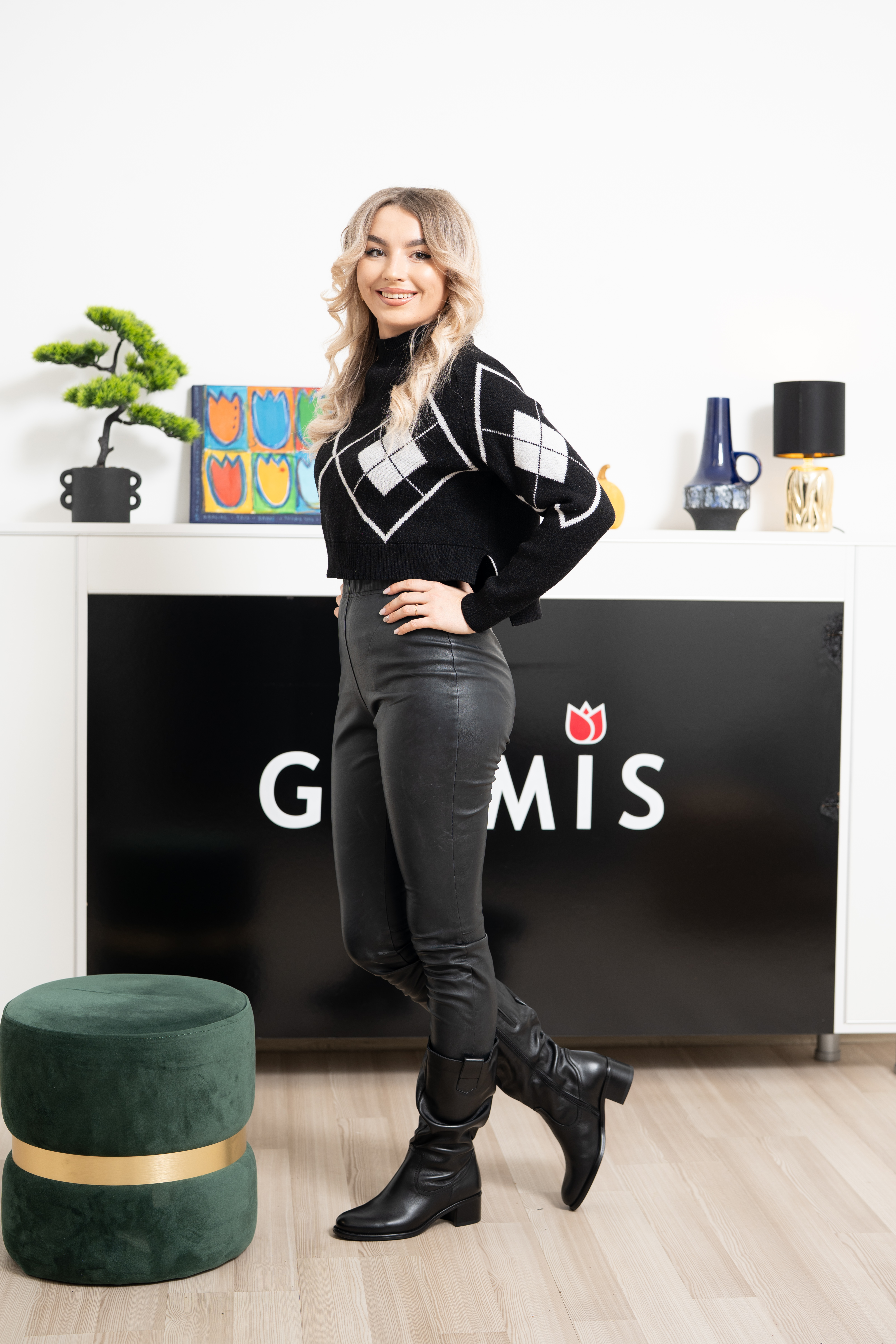 Cizme dama, Glemis, piele naturala - Cod: AS-4121-2, Culoare: Negru Box, Marime: 38 (25.4 cm)