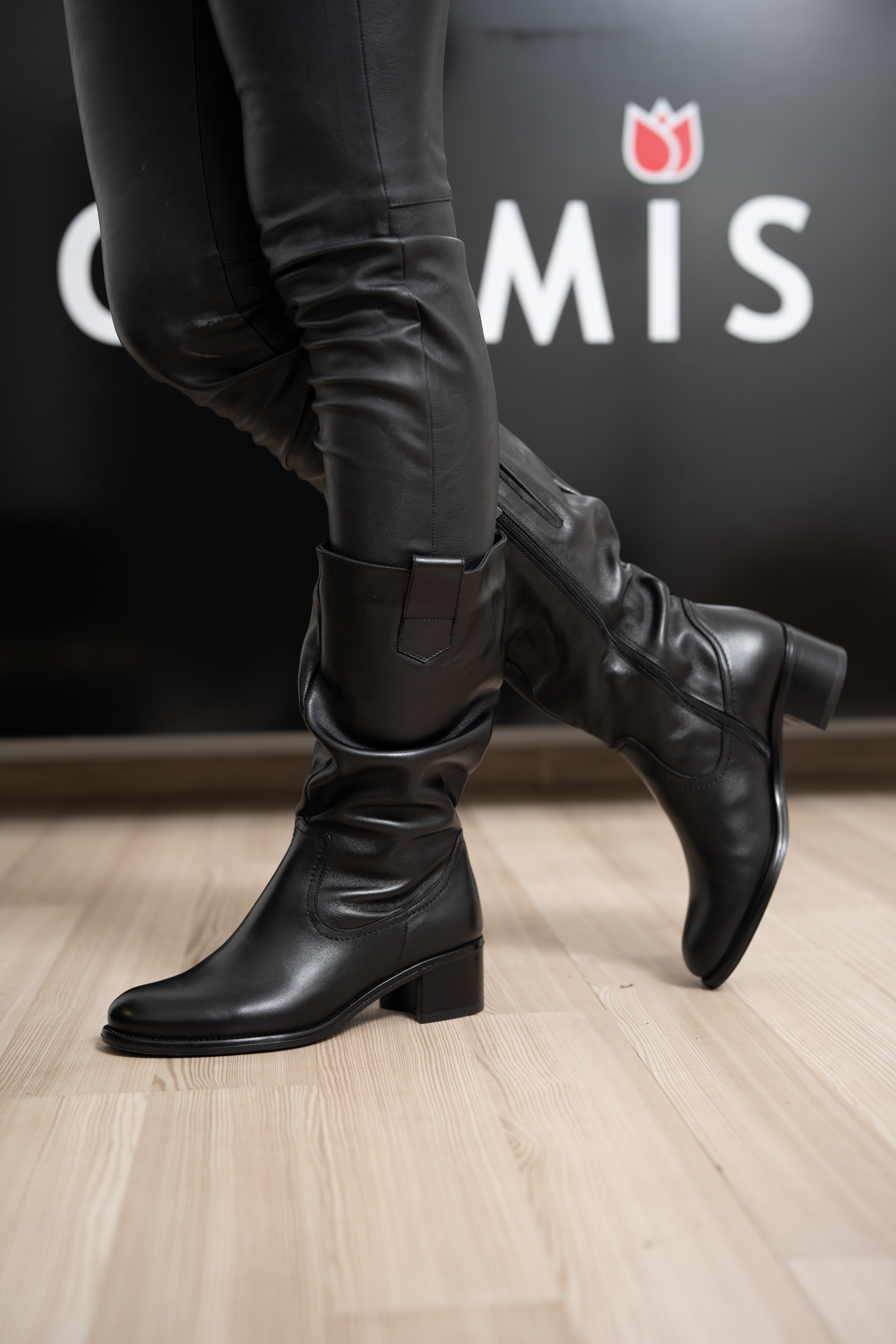 Cizme dama, Glemis, piele naturala - Cod: AS-4121-2, Culoare: Negru Box, Marime: 38 (25.4 cm)