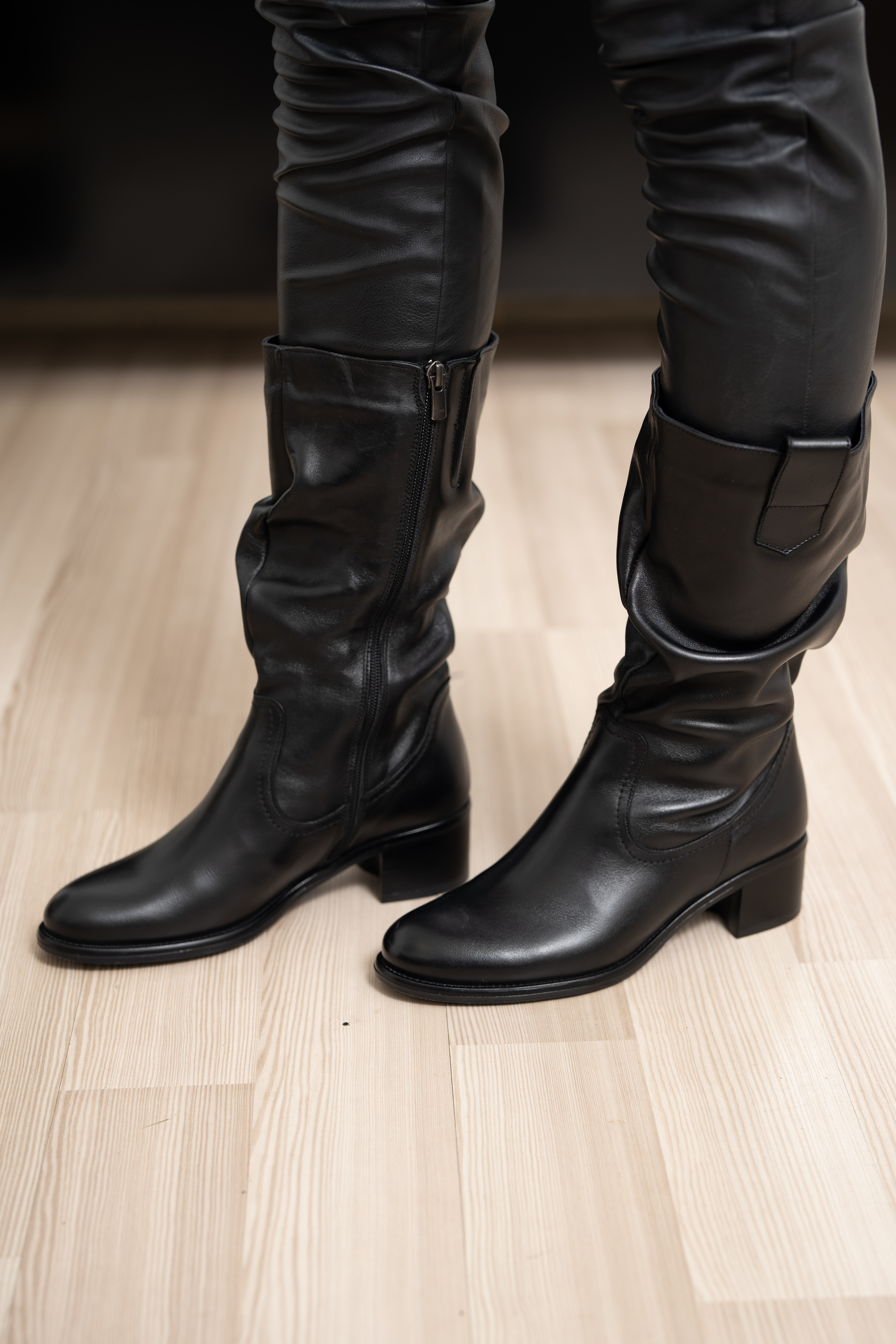 Cizme dama, Glemis, piele naturala - Cod: AS-4121-2, Culoare: Negru Box, Marime: 38 (25.4 cm)