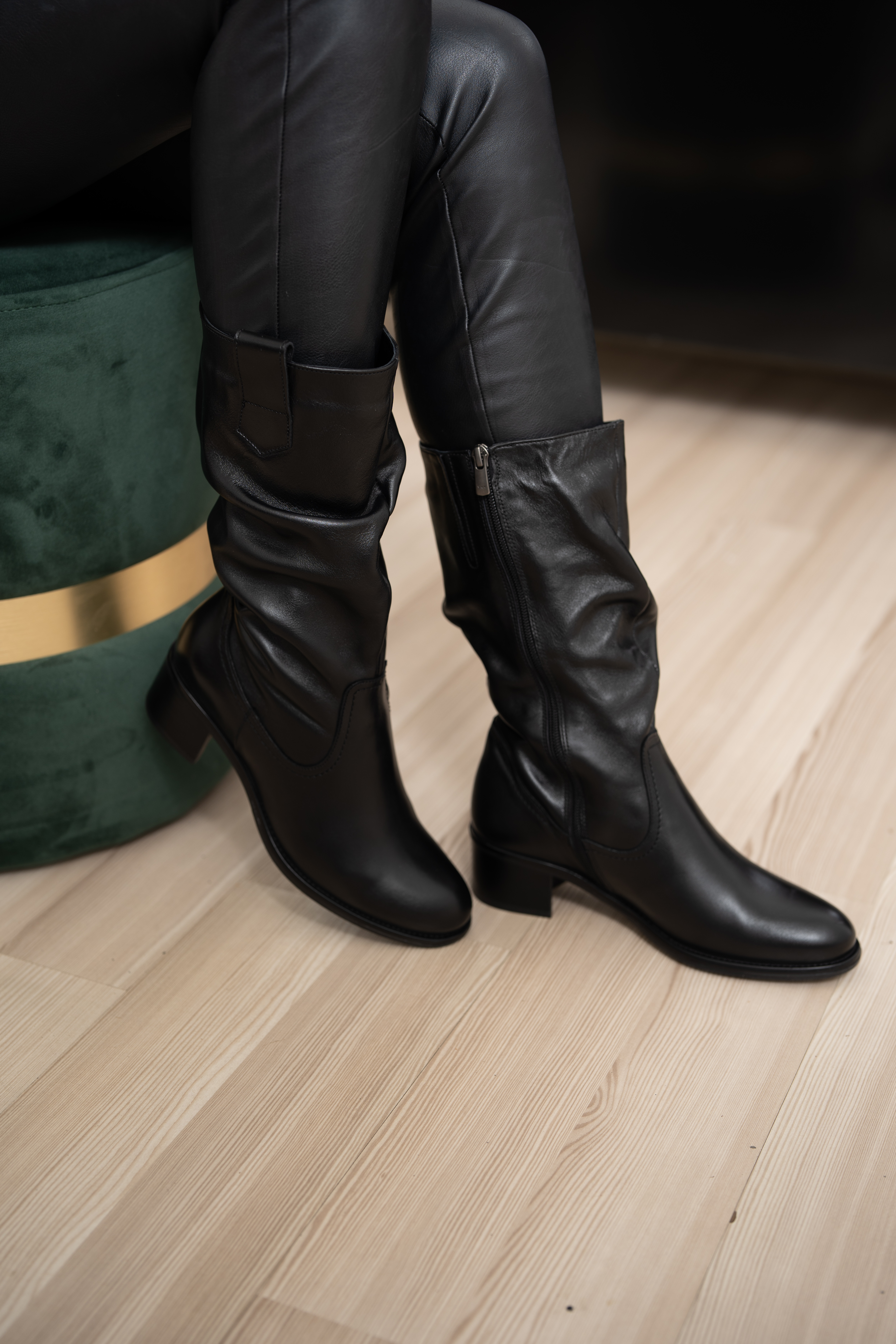 Cizme dama, Glemis, piele naturala - Cod: AS-4121-2, Culoare: Negru Box, Marime: 38 (25.4 cm)