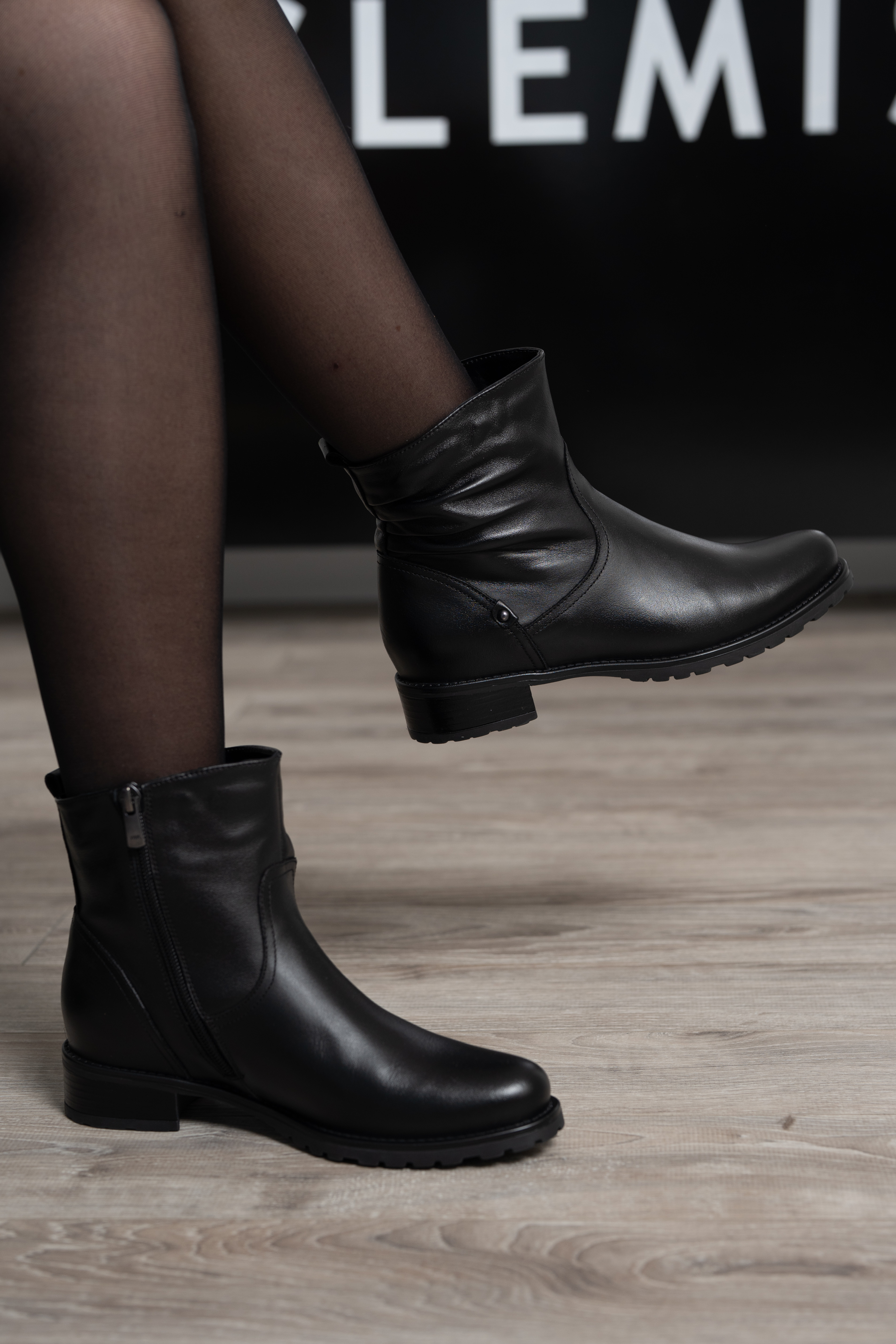 Ghete dama clasic, Glemis, piele naturala - Cod: AS-4121-1, Culoare: Negru Box, Marime: 38 (25 cm)