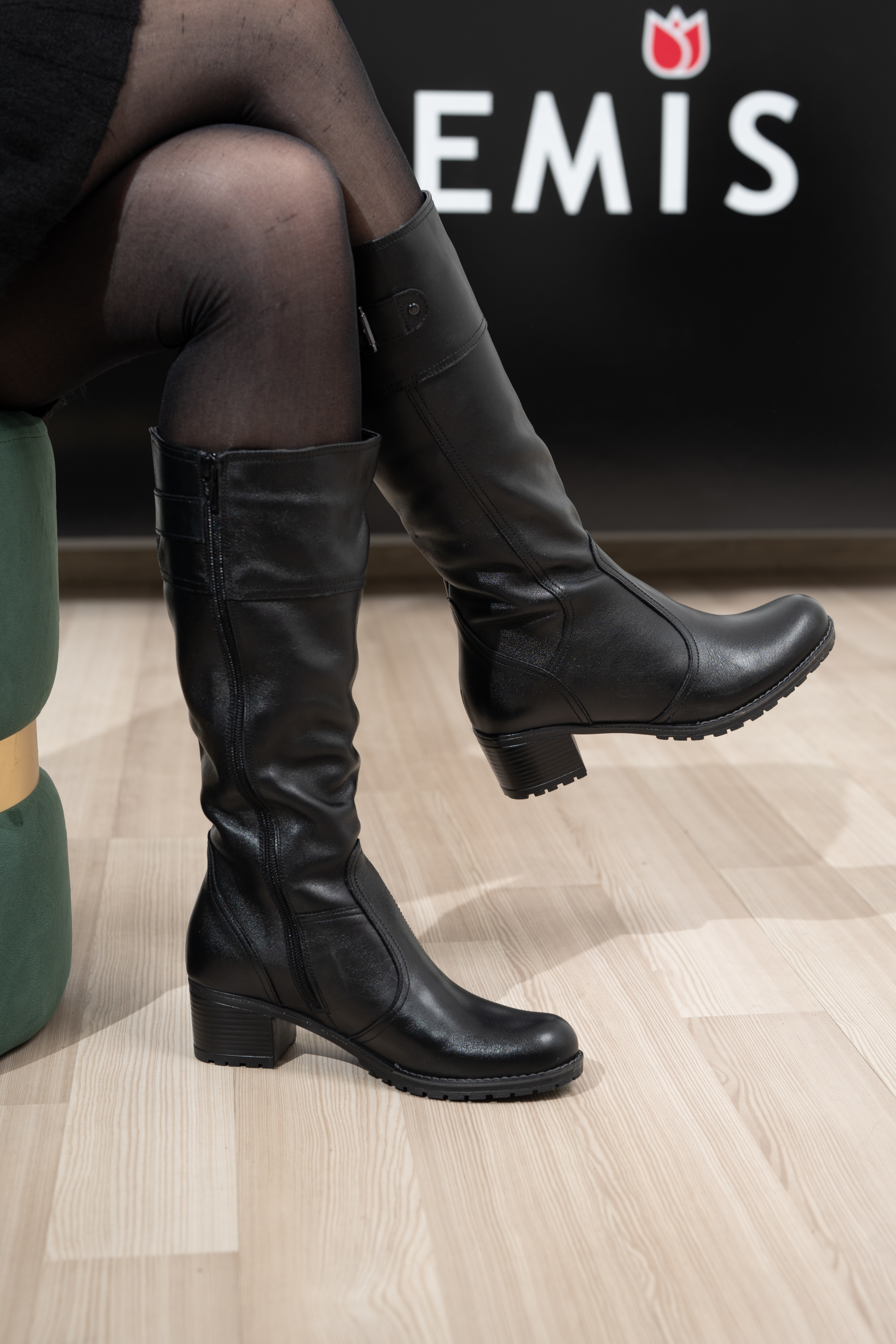 Cizme dama, Glemis, piele naturala - Cod: AS-532, Culoare: Negru Box, Marime: 38 (24.9 cm)