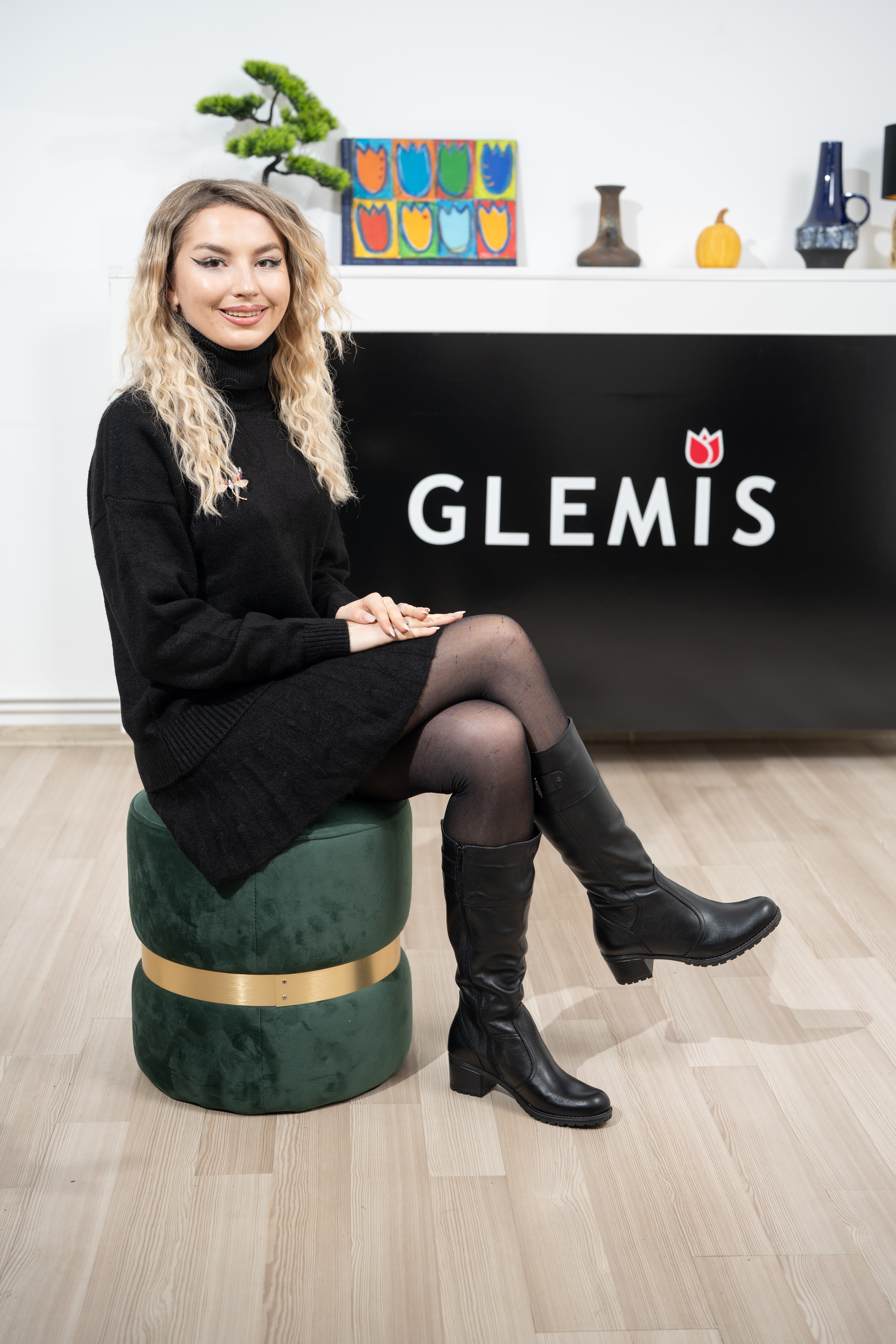 Cizme dama, Glemis, piele naturala - Cod: AS-532, Culoare: Negru Box, Marime: 38 (24.9 cm)