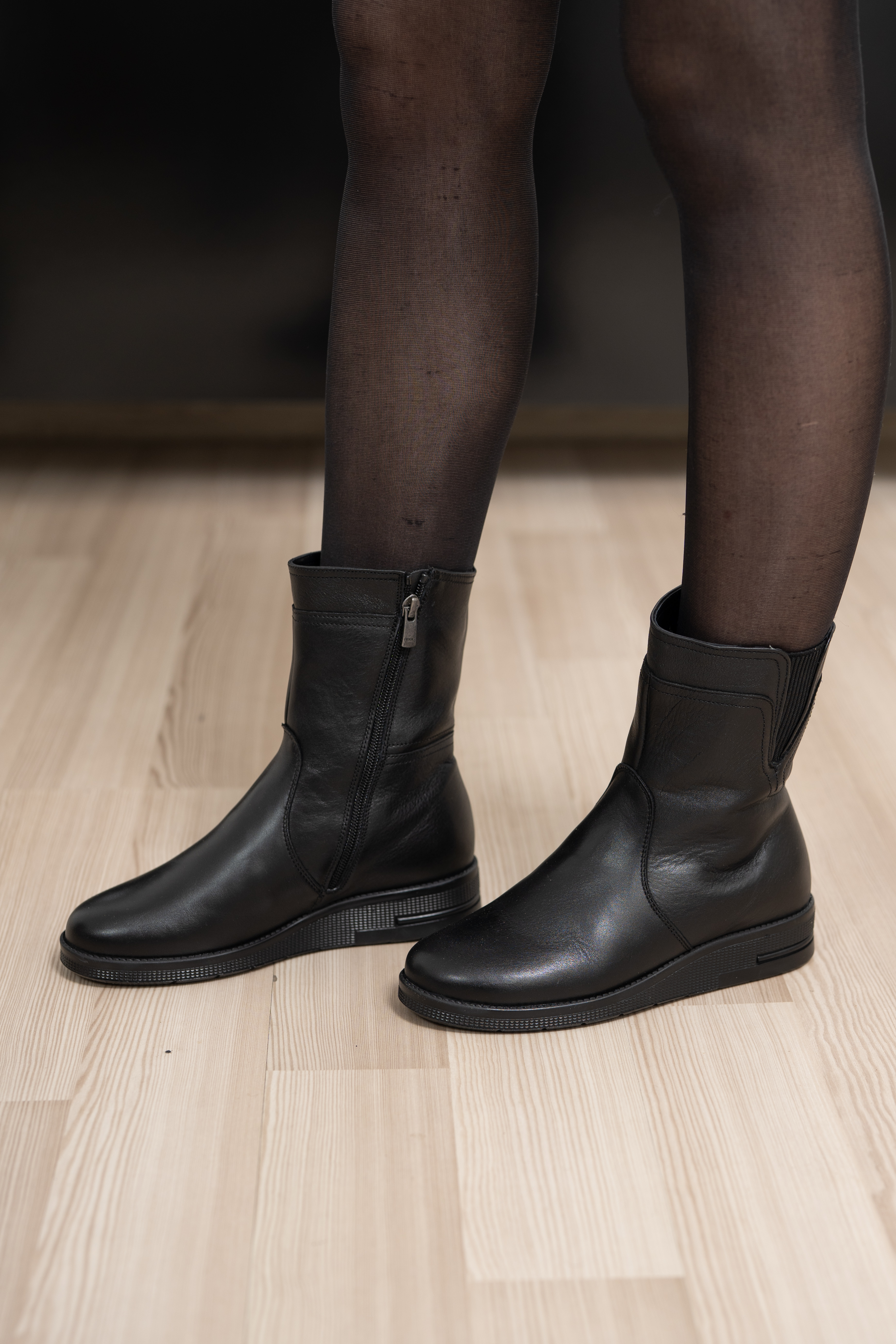 Ghete dama confort calapod lat, Glemis, piele naturala - Cod: AS-934, Culoare: Negru Box, Marime: 38 (24.4 cm)