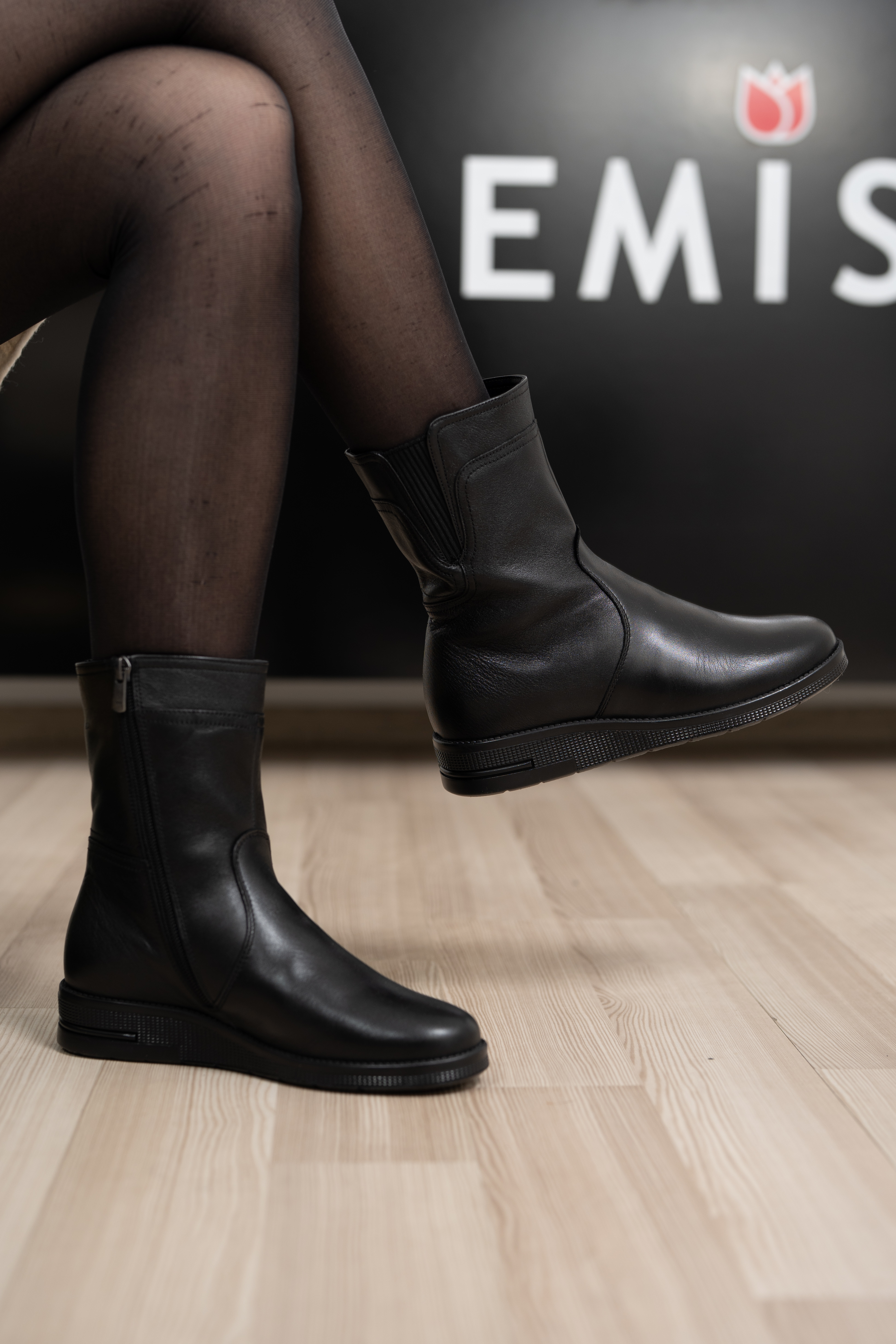 Ghete dama confort calapod lat, Glemis, piele naturala - Cod: AS-934, Culoare: Negru Box, Marime: 38 (24.4 cm)