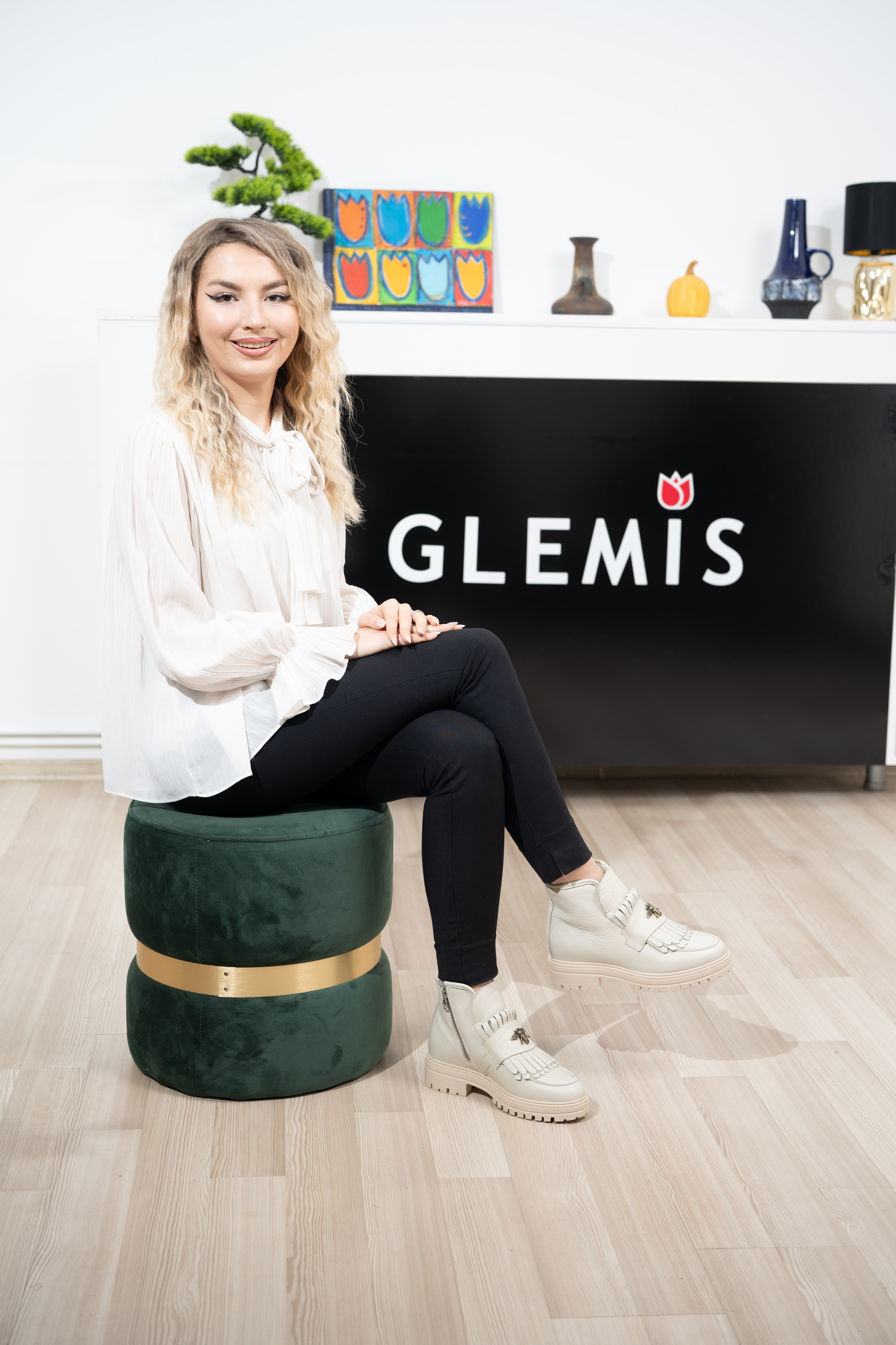 Ghete dama calapod normal, Glemis, piele naturala - Model: Stupina, Culoare: Bej Bizon, Marime: 38 (25 cm)