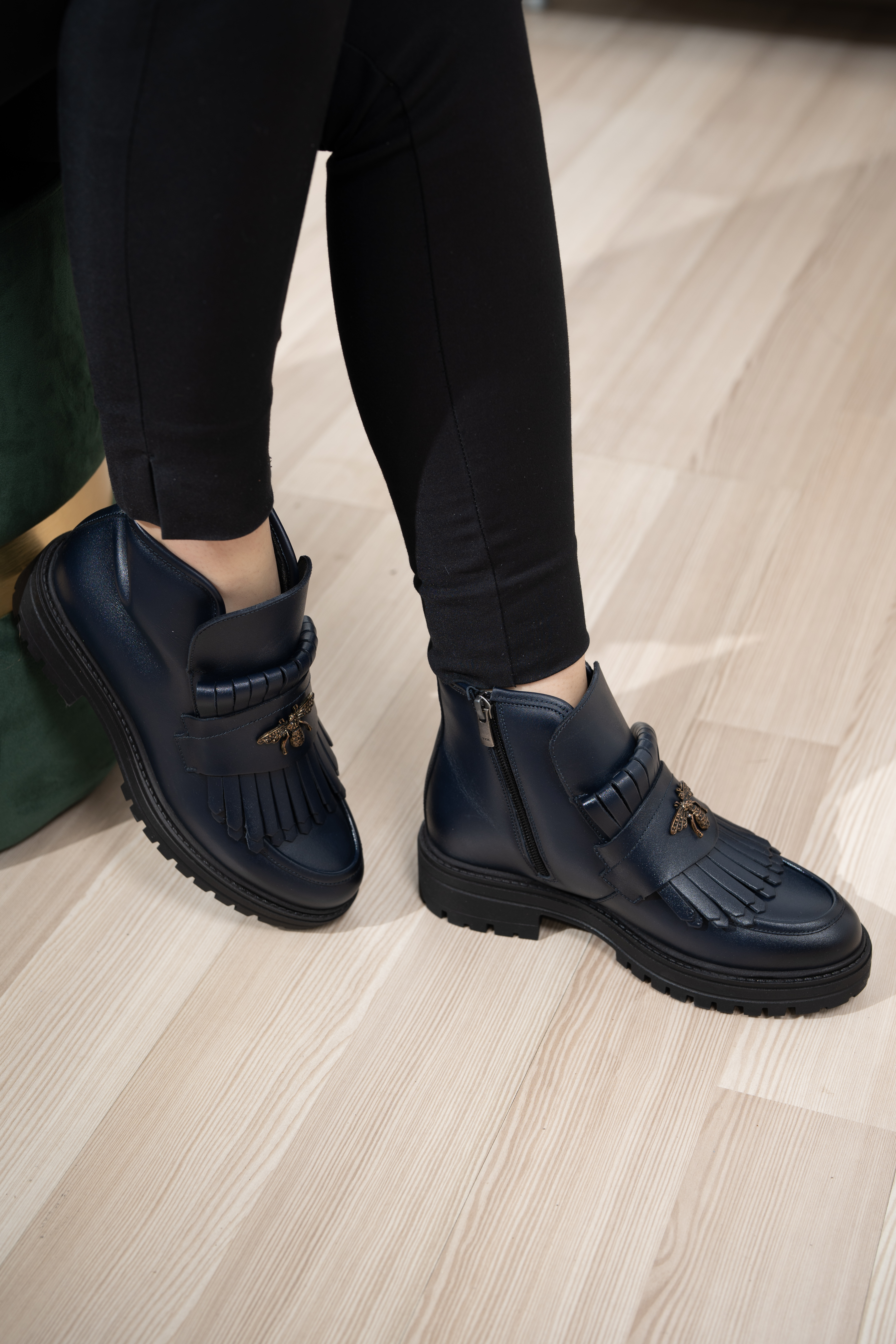 Ghete dama calapod normal, Glemis, piele naturala - Model: Stupina, Culoare: Blue Box, Marime: 38 (25 cm)