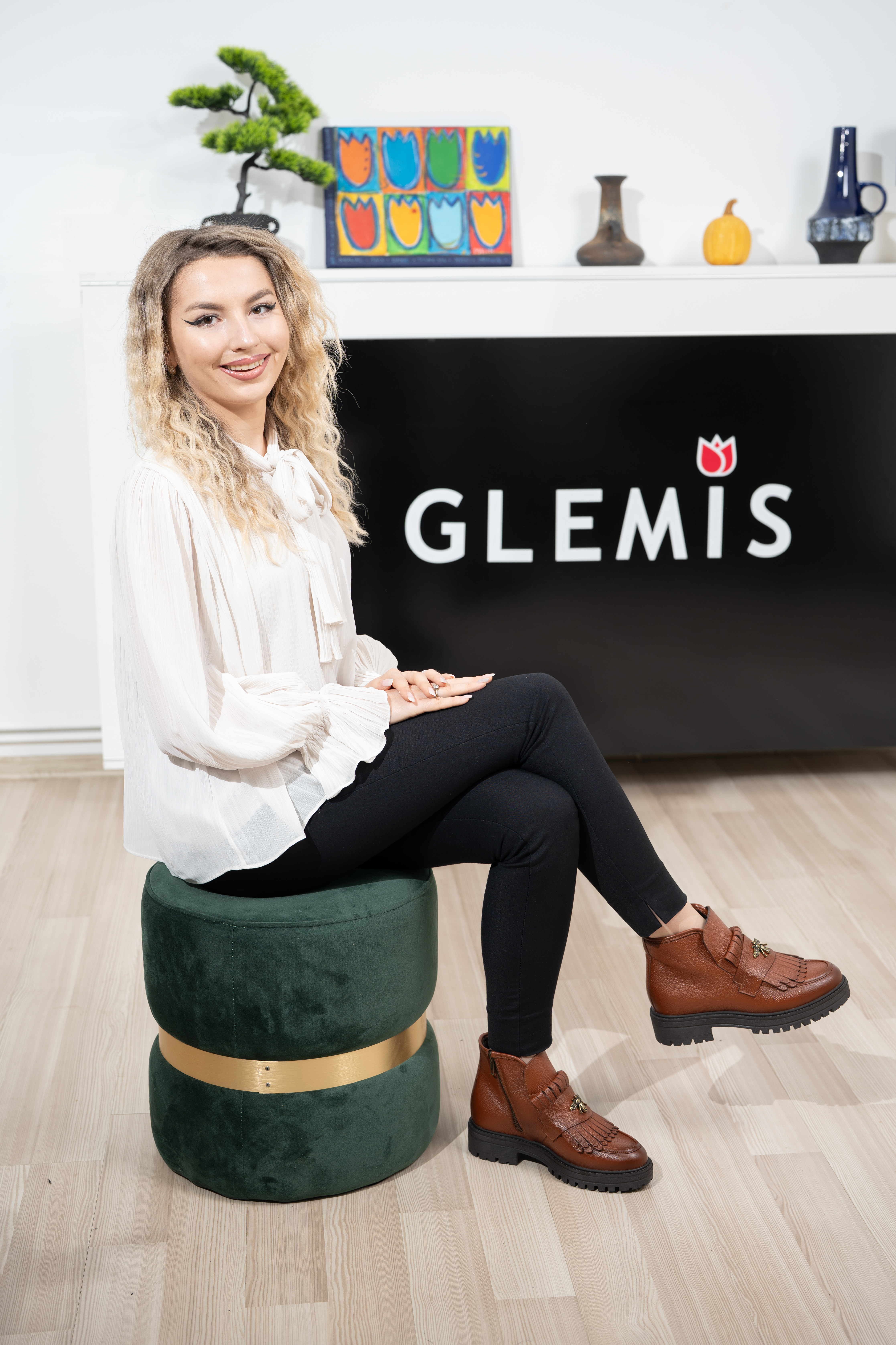 Ghete dama calapod normal, Glemis, piele naturala - Model: Stupina, Culoare: Maro Bizon, Marime: 38 (25 cm)