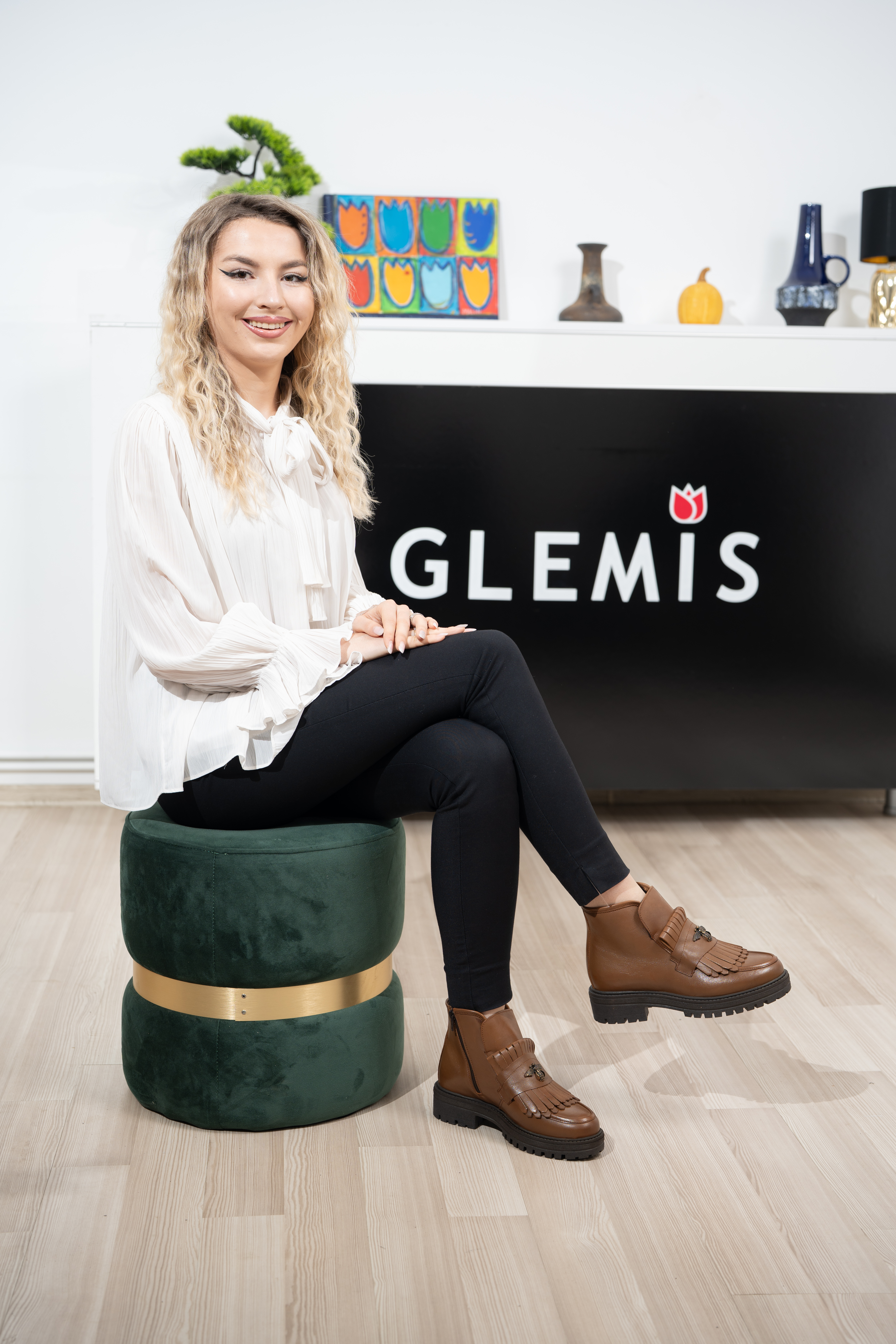 Ghete dama calapod normal, Glemis, piele naturala - Model: Stupina, Culoare: Maro Box, Marime: 38 (25 cm)