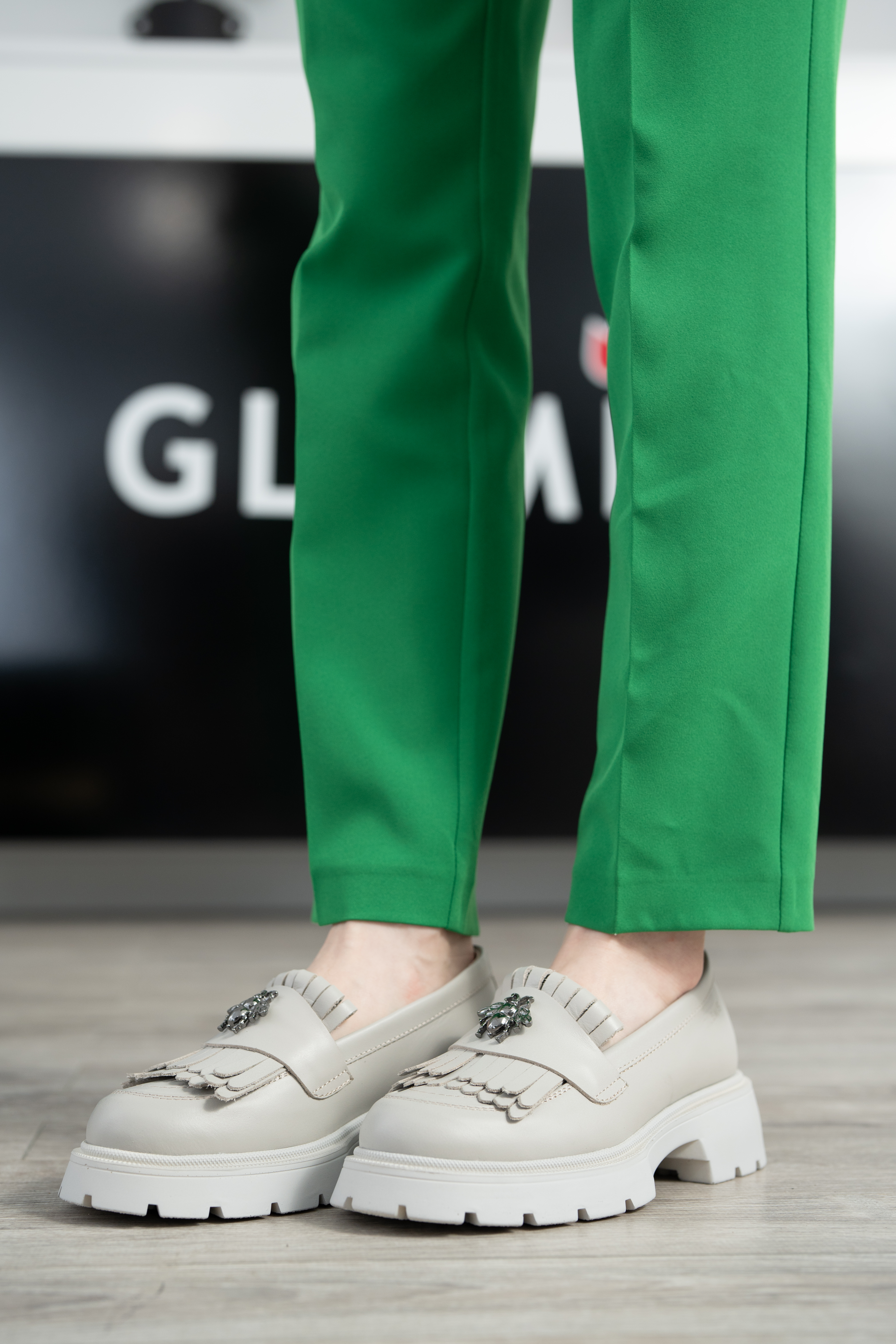 Mocasini dama, Glemis, piele naturala - Cod: 655, Culoare: Alb natur, Marime: 38