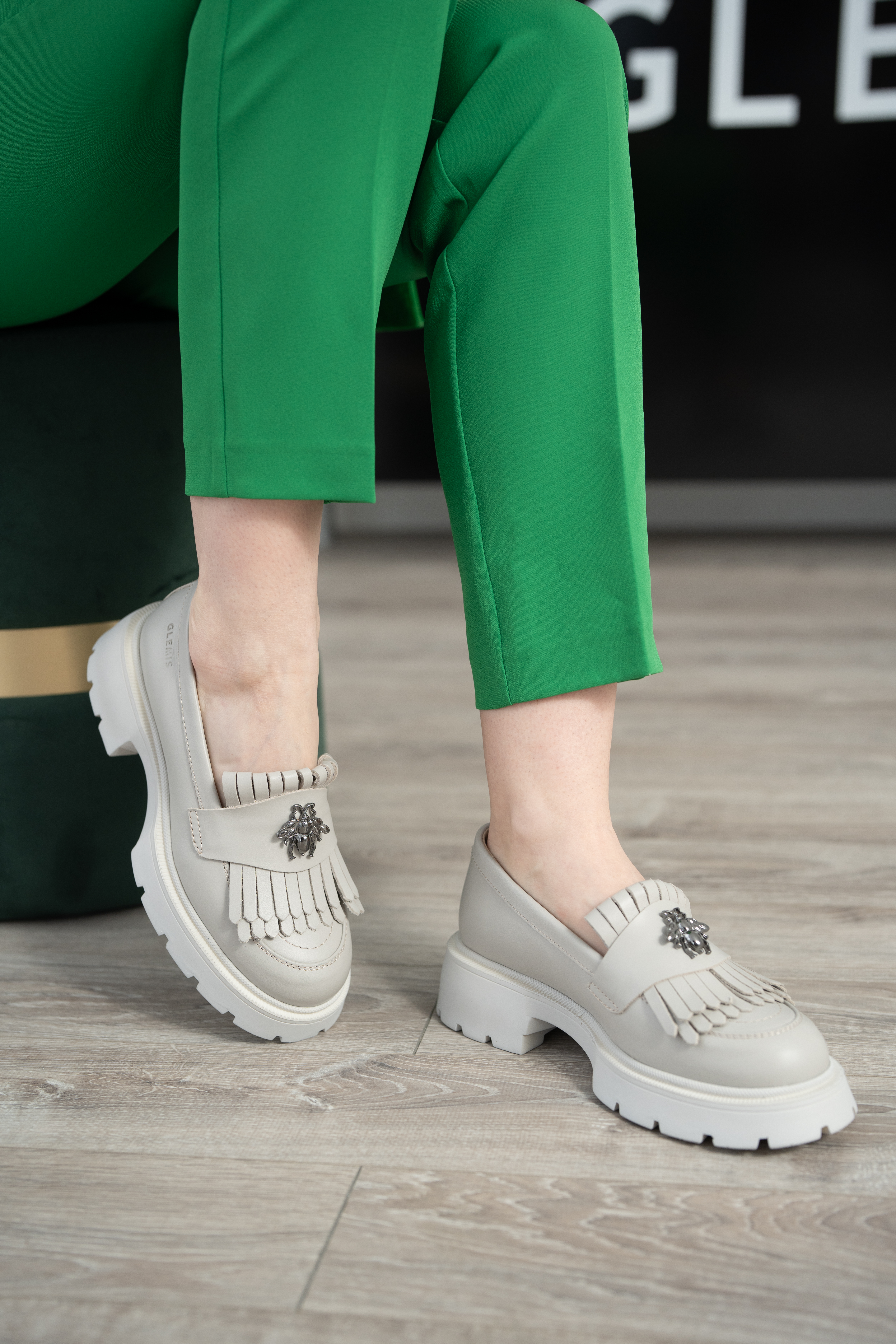 Mocasini dama, Glemis, piele naturala - Cod: 655, Culoare: Alb natur, Marime: 38