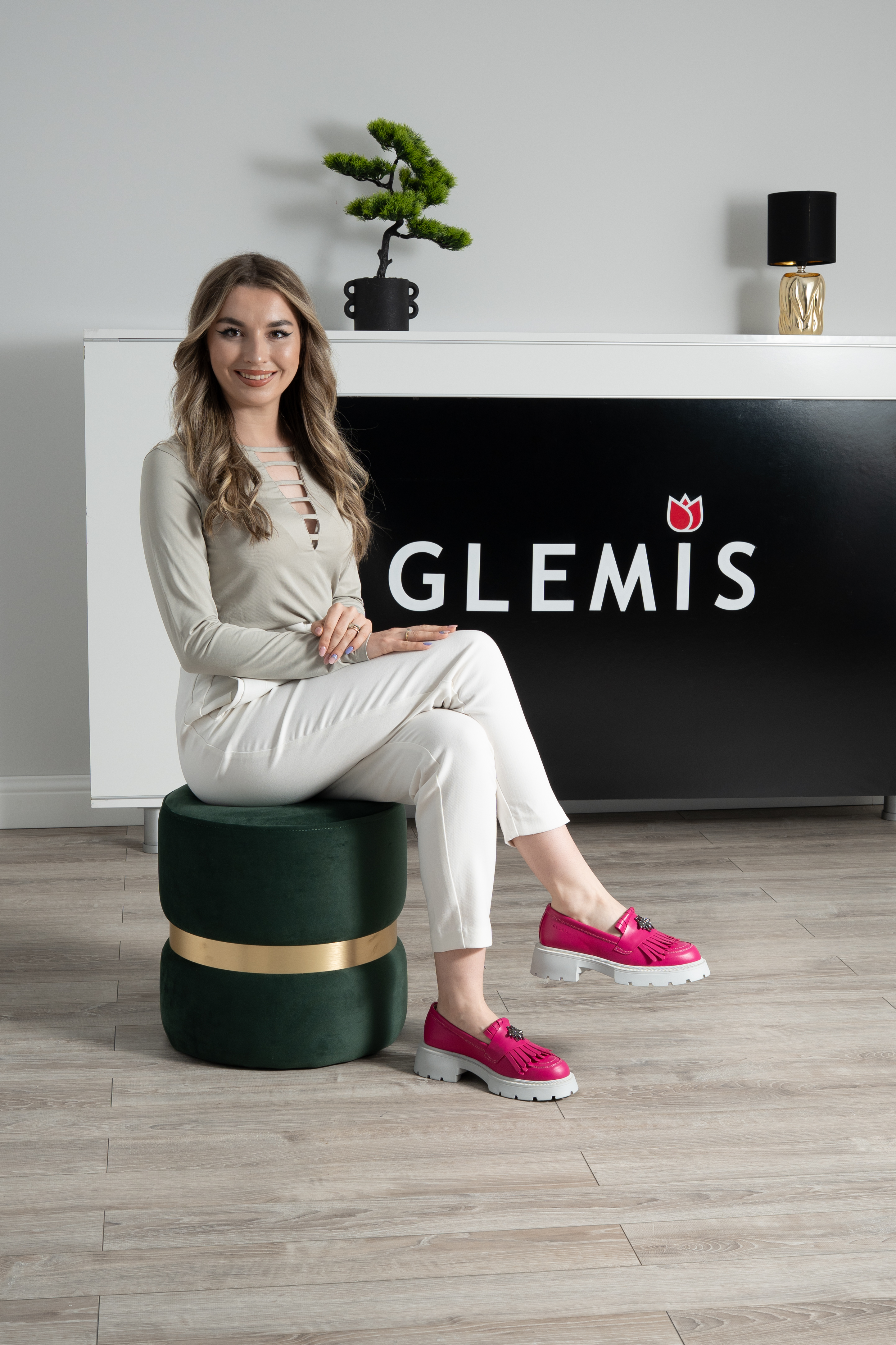 Mocasini dama, Glemis, piele naturala - Cod: 655, Culoare: Magenta, Talpa: Alba, Marime: 36