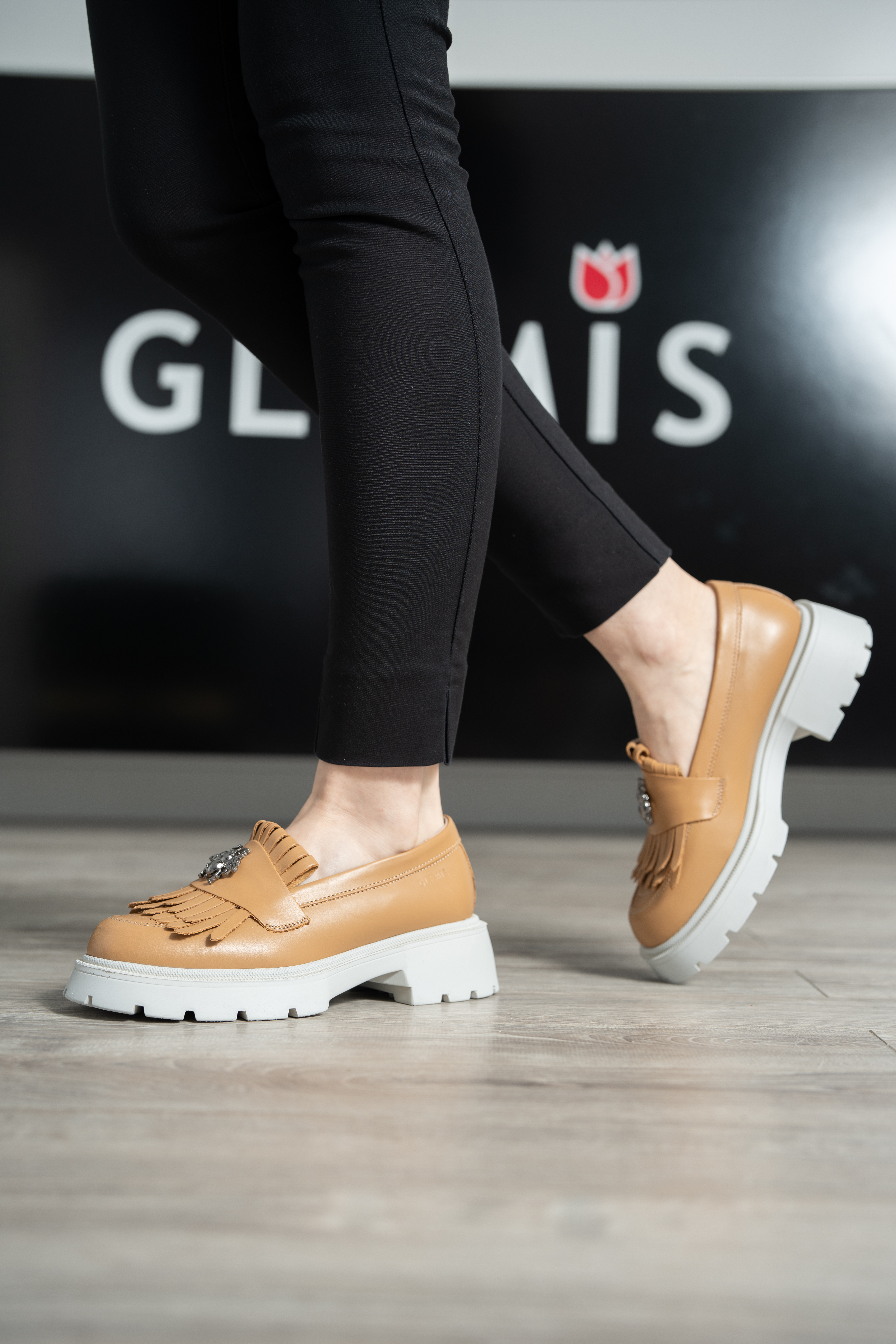 Mocasini dama, Glemis, piele naturala - Cod: 655, Culoare: Maro, Talpa: Alba, Marime: 38