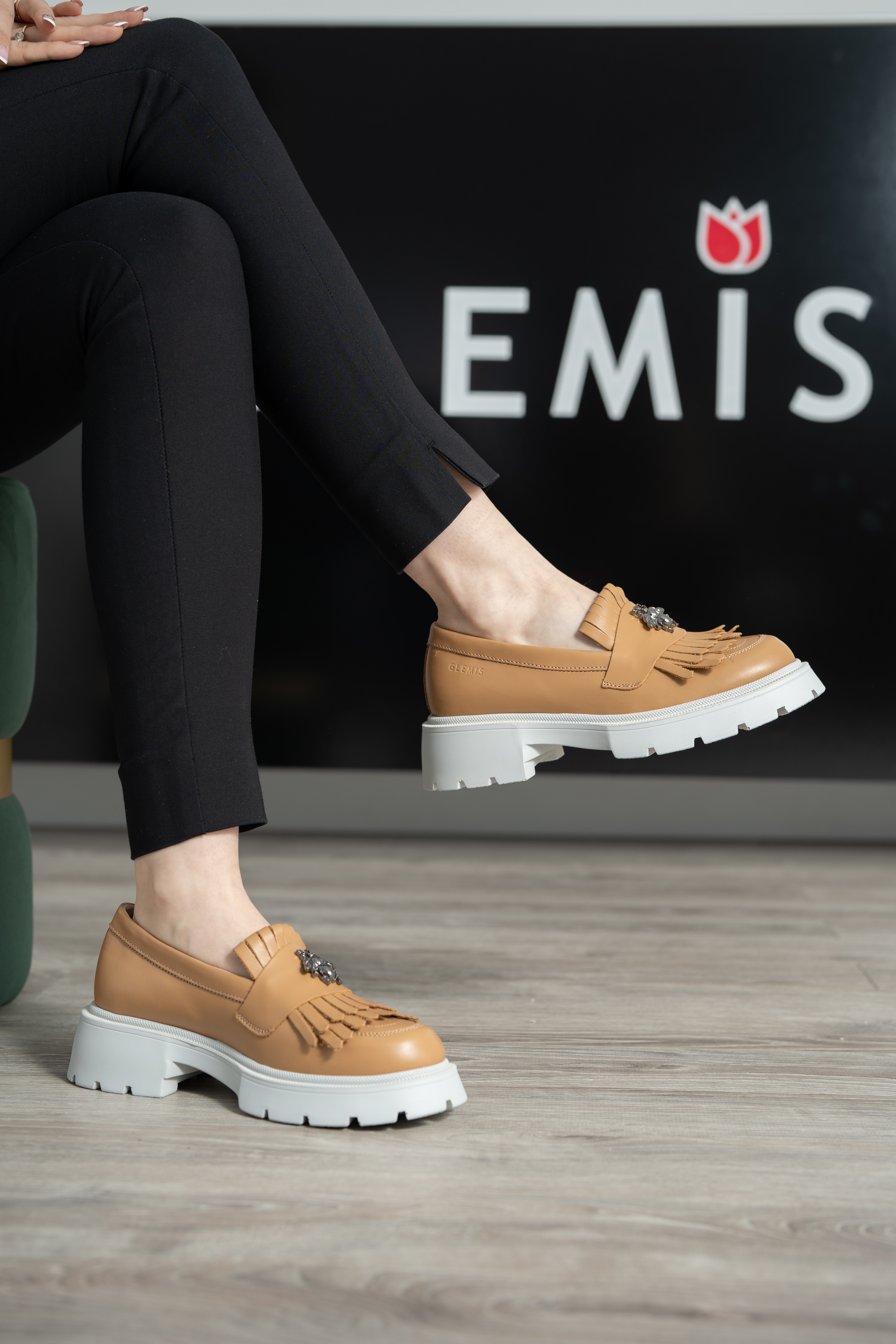 Mocasini dama, Glemis, piele naturala - Cod: 655, Culoare: Maro, Talpa: Alba, Marime: 38