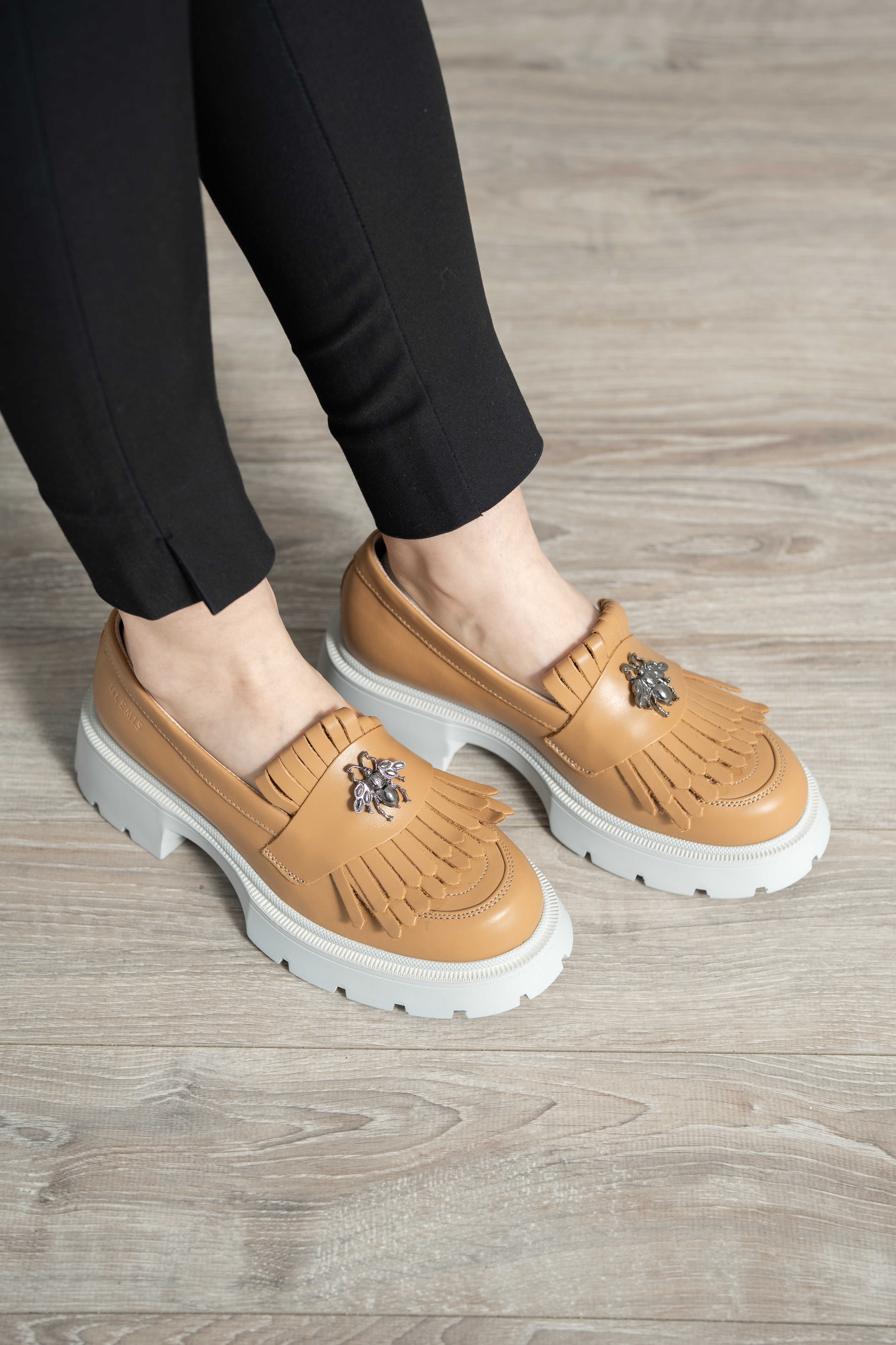 Mocasini dama, Glemis, piele naturala - Cod: 655, Culoare: Maro, Talpa: Alba, Marime: 38