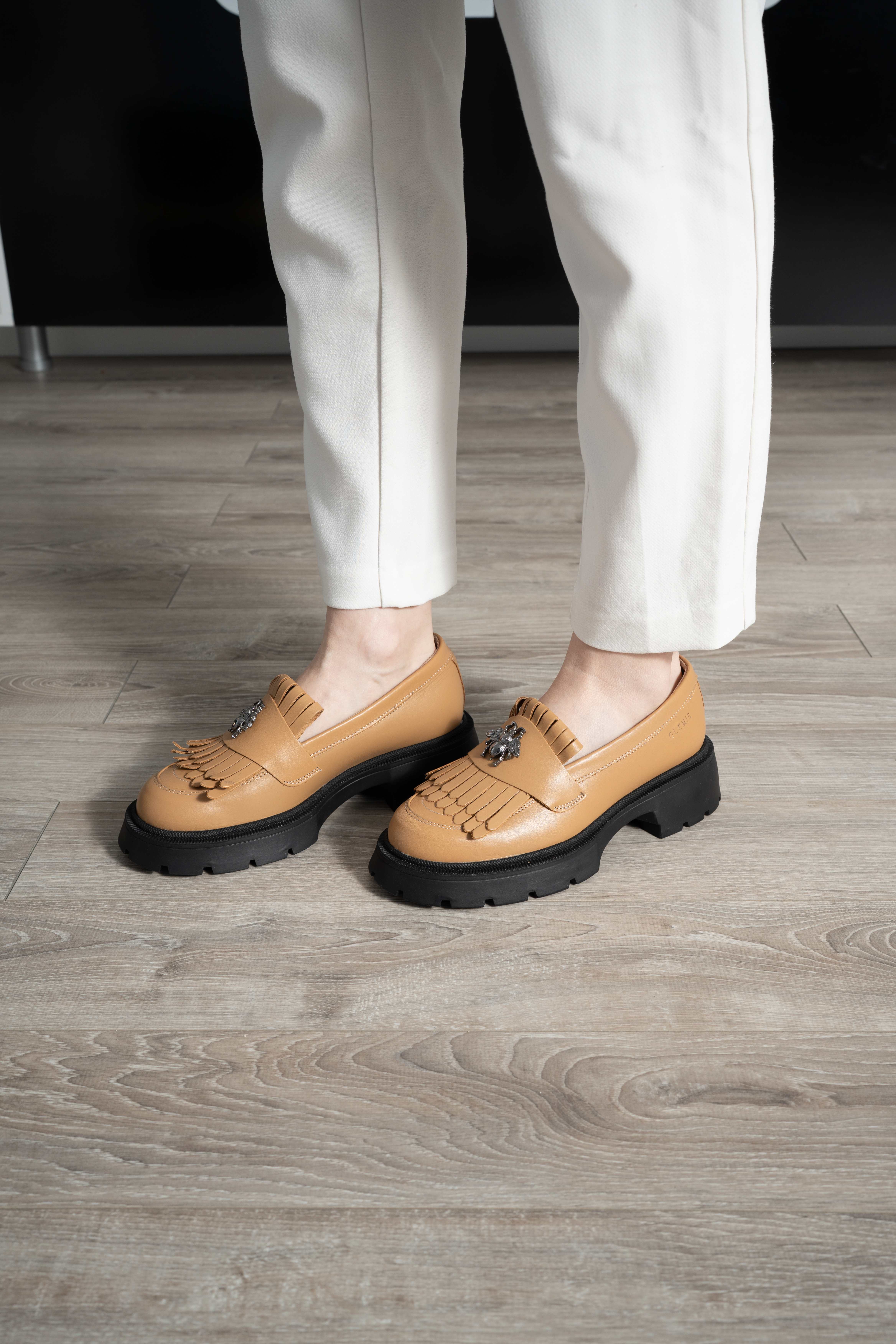 Mocasini dama, Glemis, piele naturala - Cod: 655, Culoare: Maro, Talpa: Neagra, Marime: 38