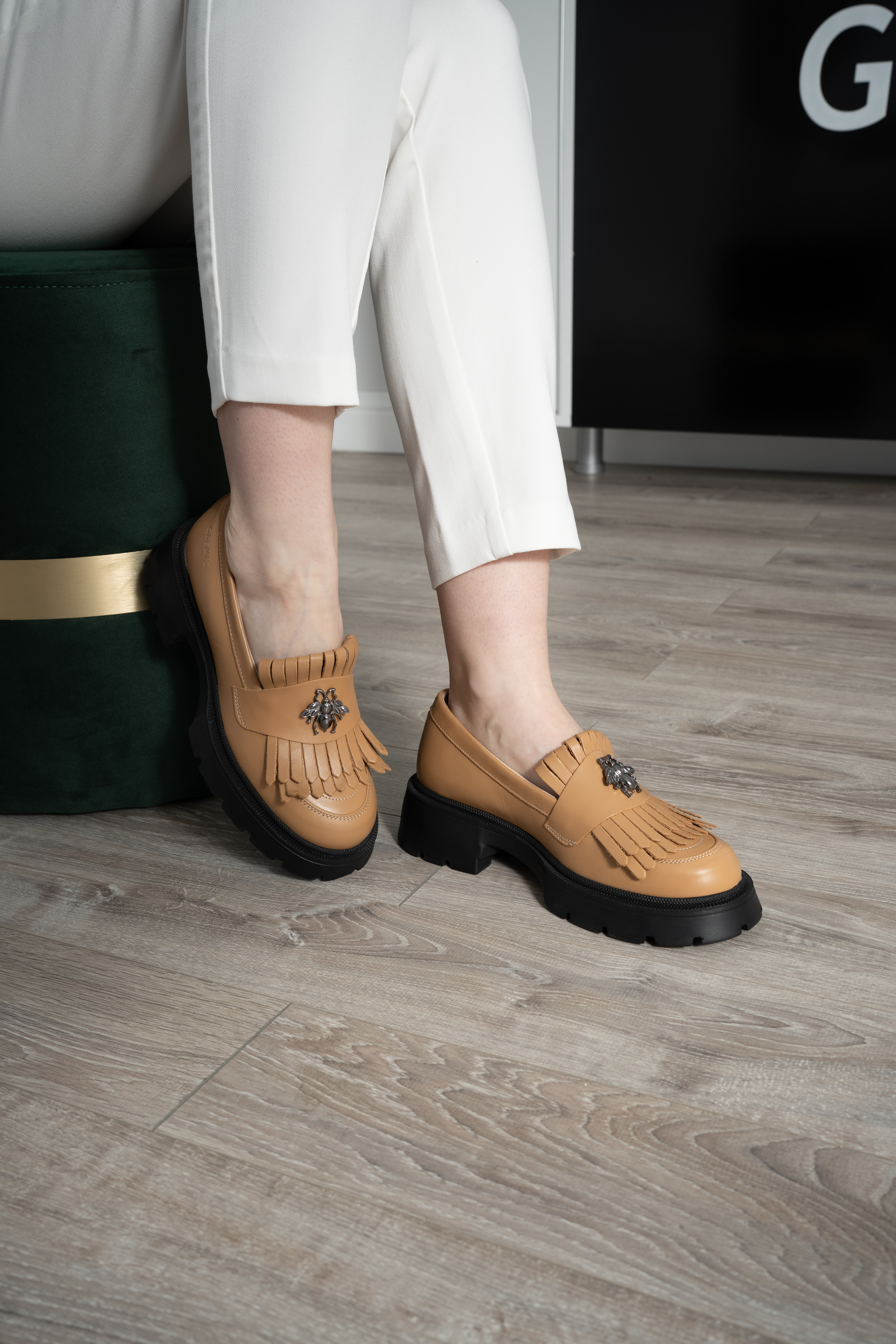 Mocasini dama, Glemis, piele naturala - Cod: 655, Culoare: Maro, Talpa: Neagra, Marime: 38