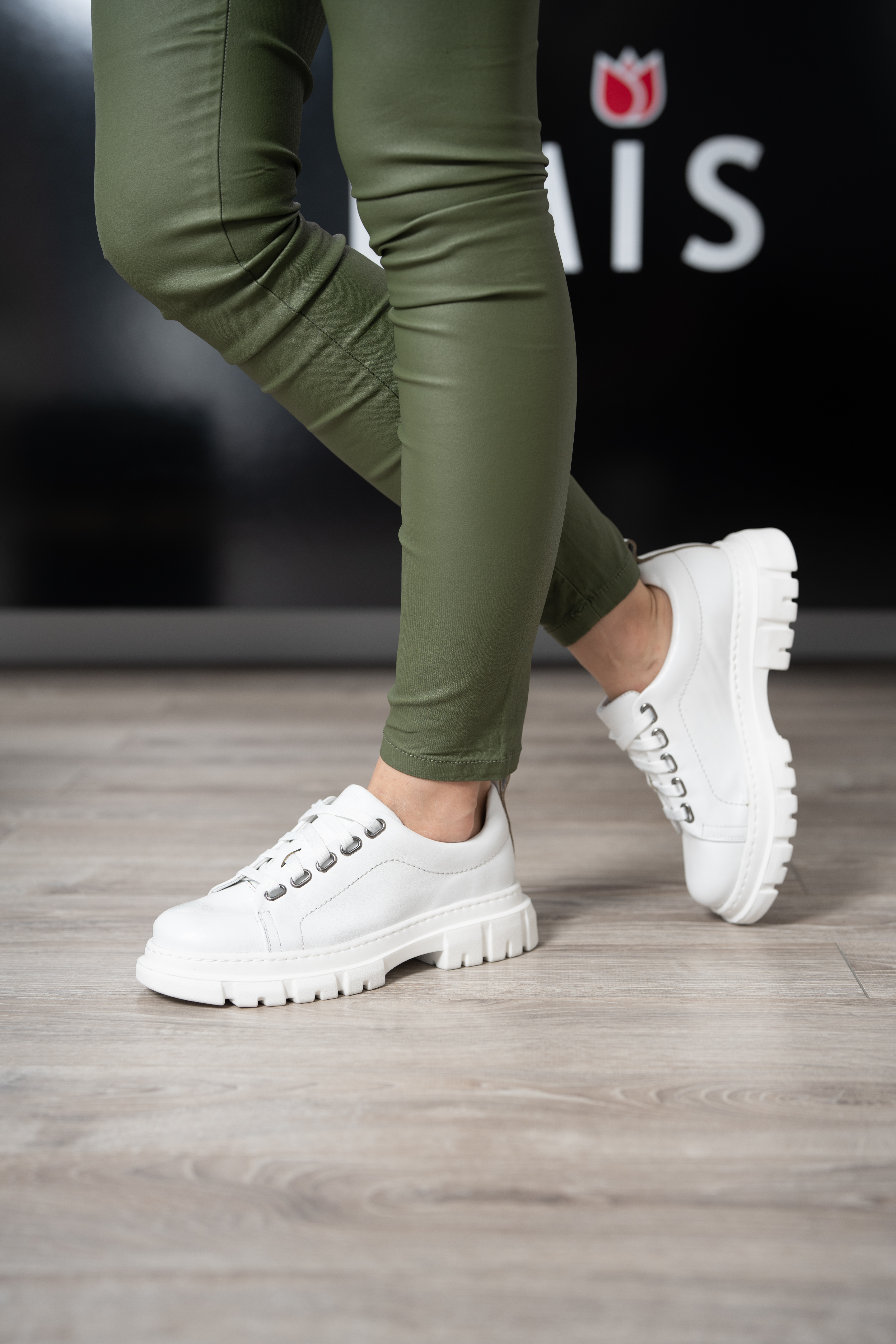 Pantofi casual dama, Glemis, piele naturala - Cod: 665, Culoare: Alb Box, Marime: 38