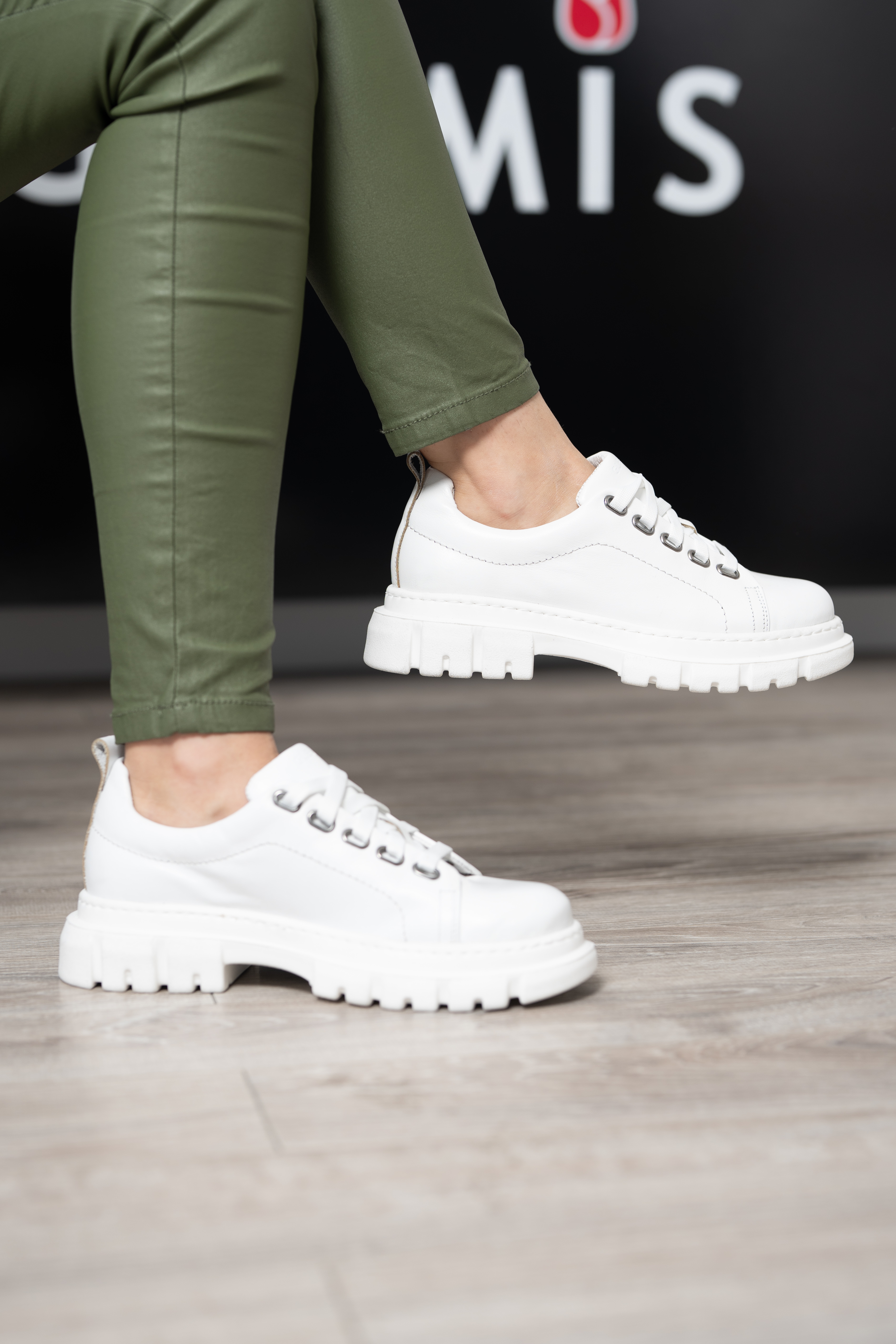Pantofi casual dama, Glemis, piele naturala - Cod: 665, Culoare: Alb Box, Marime: 38