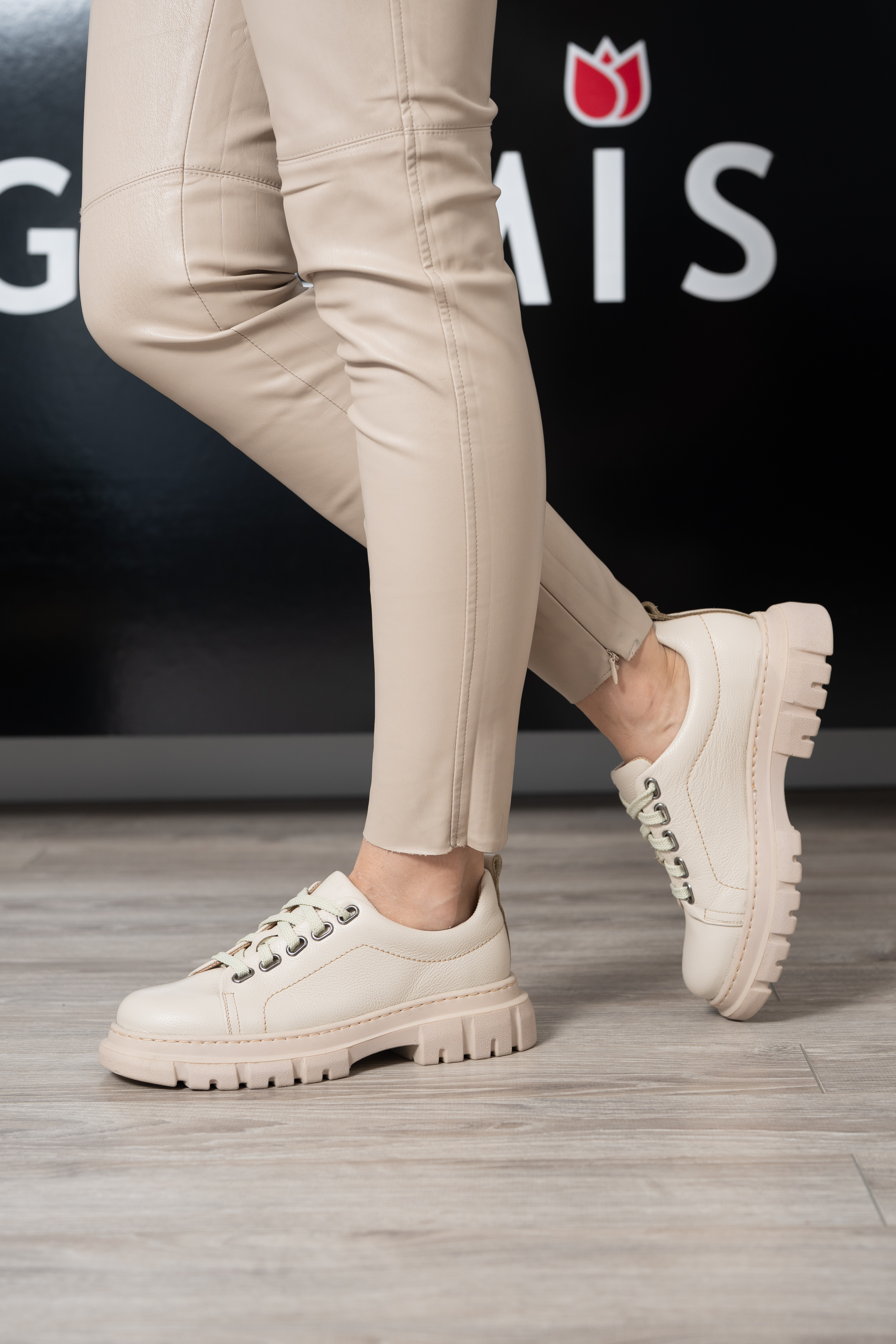 Pantofi casual dama, Glemis, piele naturala - Cod: 665, Culoare: Bej Bizon, Marime: 38