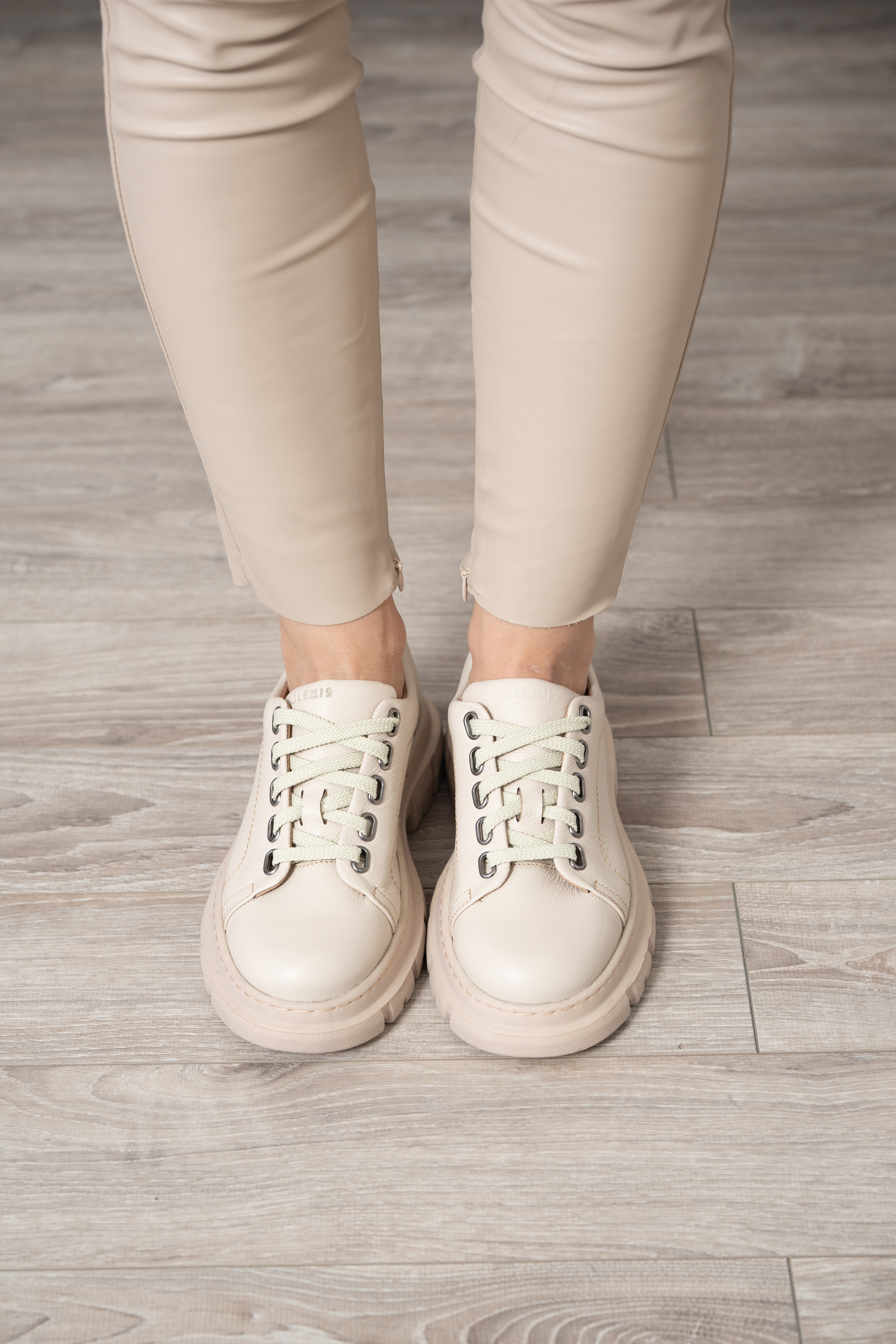 Pantofi casual dama, Glemis, piele naturala - Cod: 665, Culoare: Bej Bizon, Marime: 38