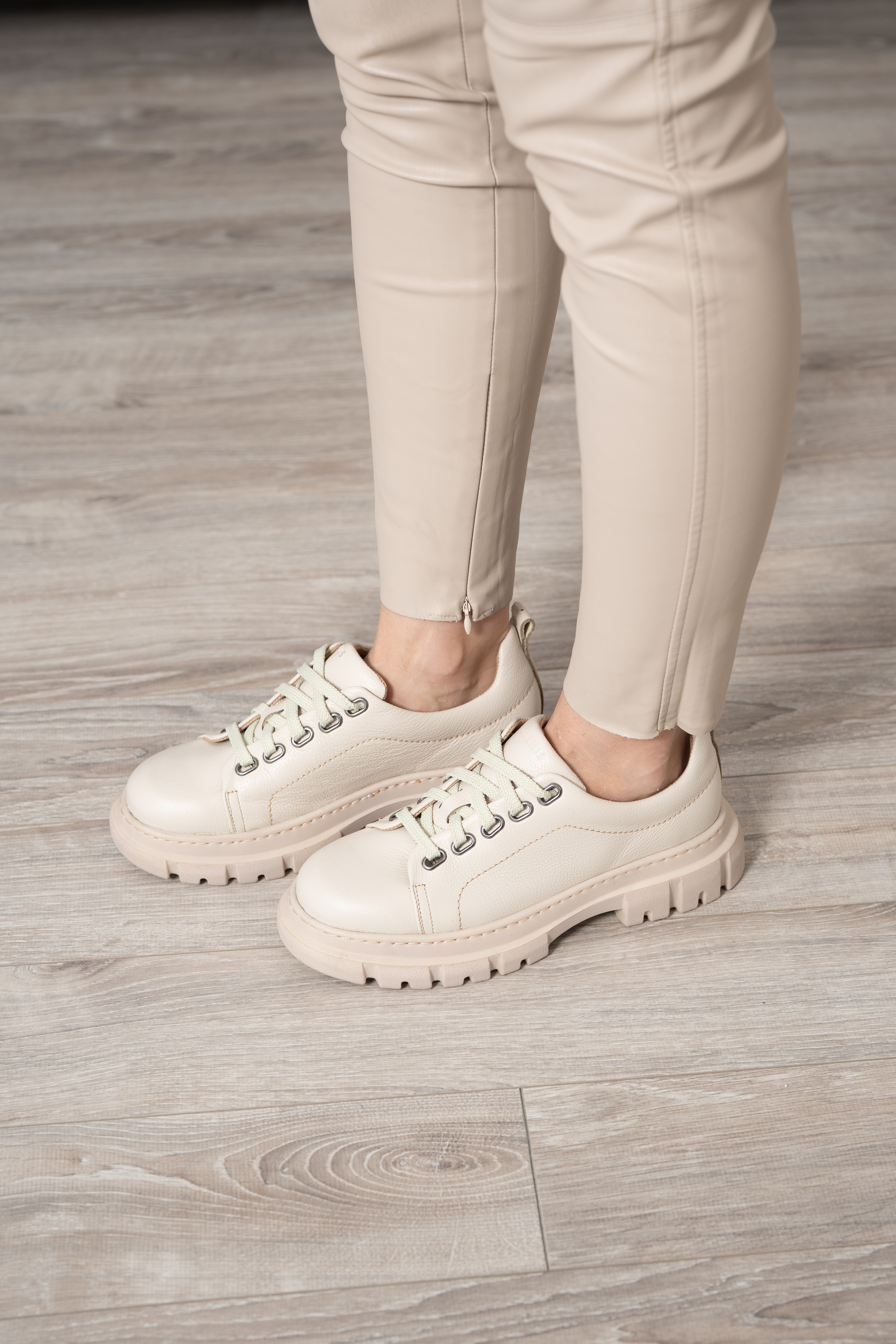 Pantofi casual dama, Glemis, piele naturala - Cod: 665, Culoare: Bej Bizon, Marime: 38