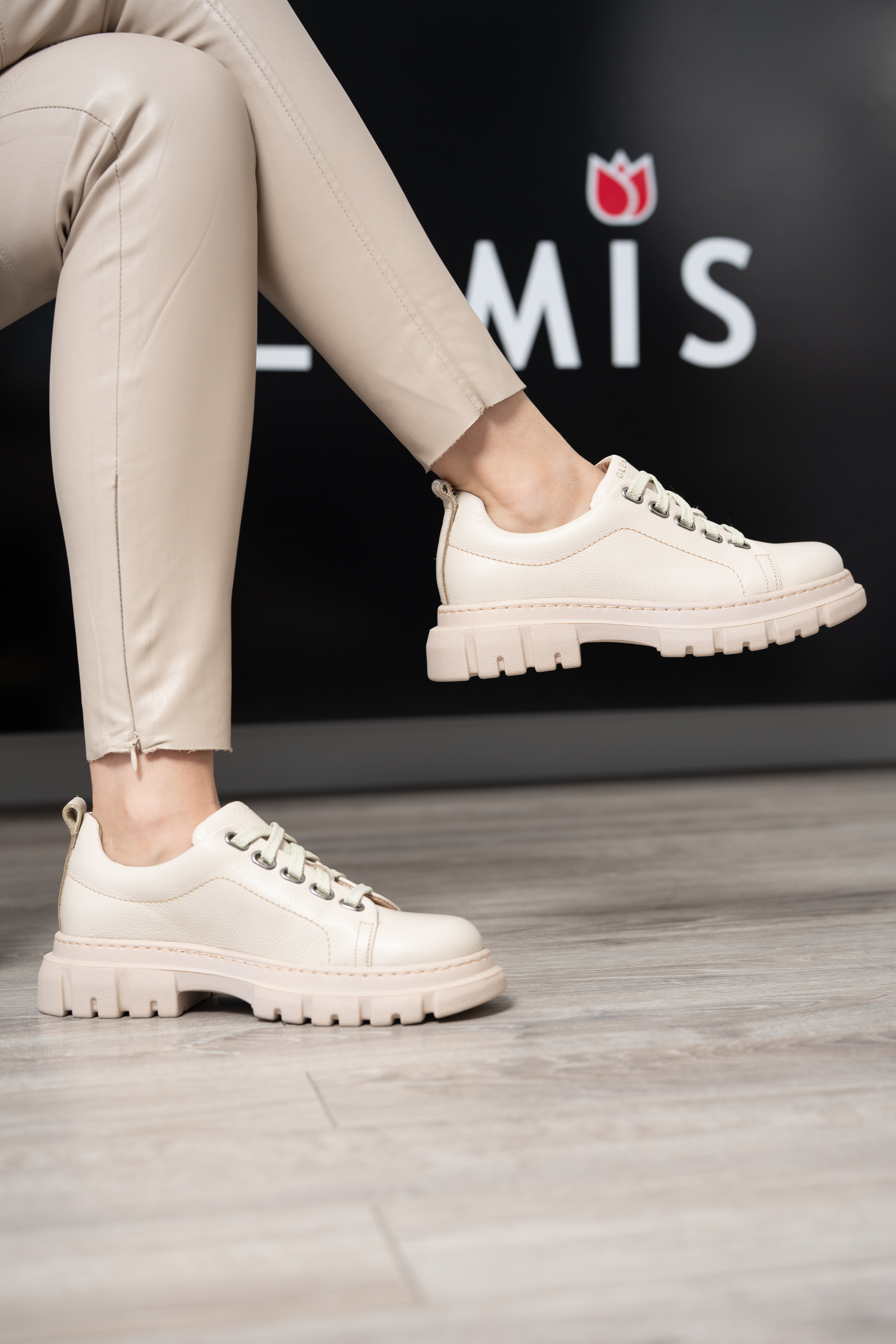 Pantofi casual dama, Glemis, piele naturala - Cod: 665, Culoare: Bej Bizon, Marime: 38