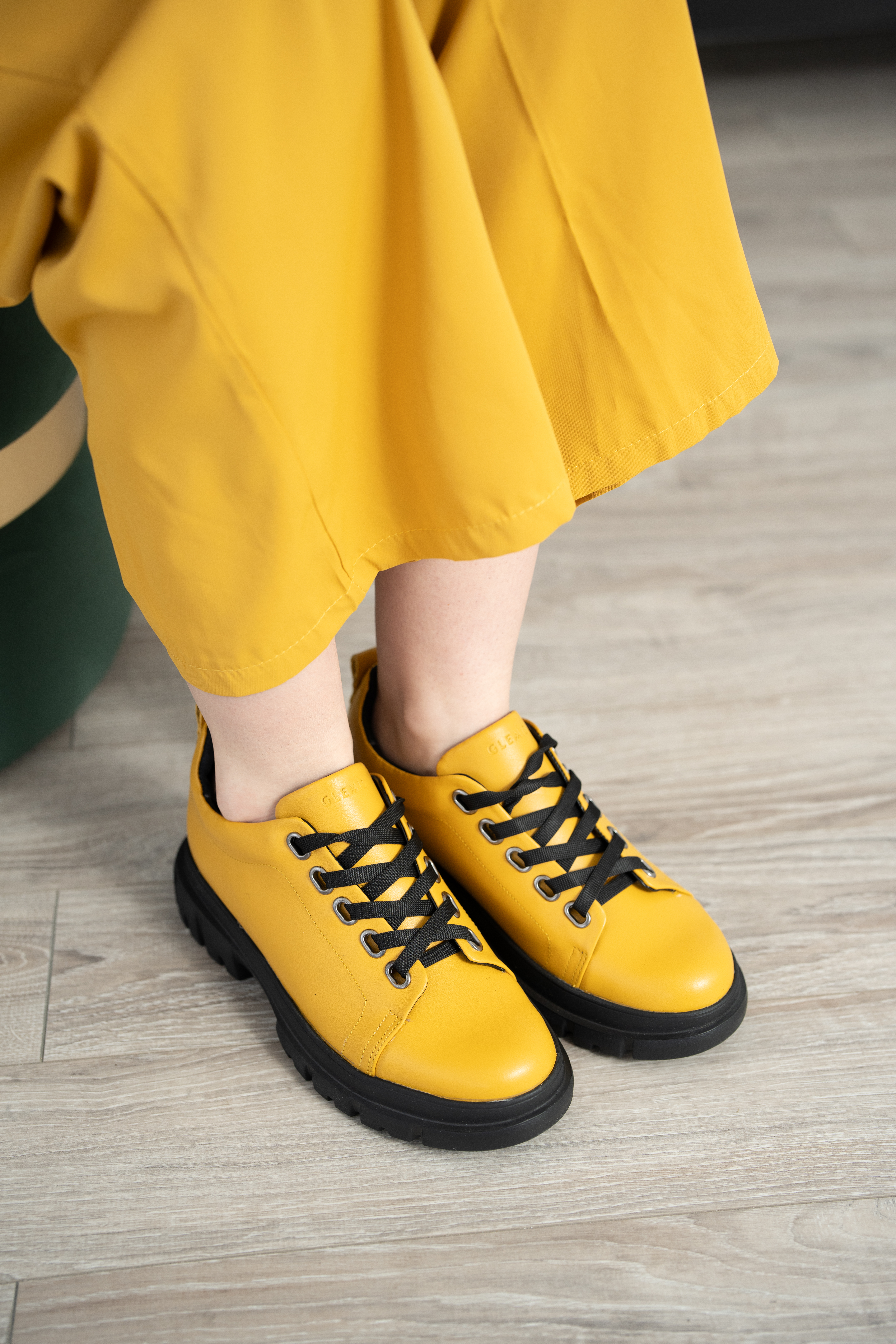 Pantofi casual dama, Glemis, piele naturala - Cod: 665, Culoare: Galben, Marime: 38