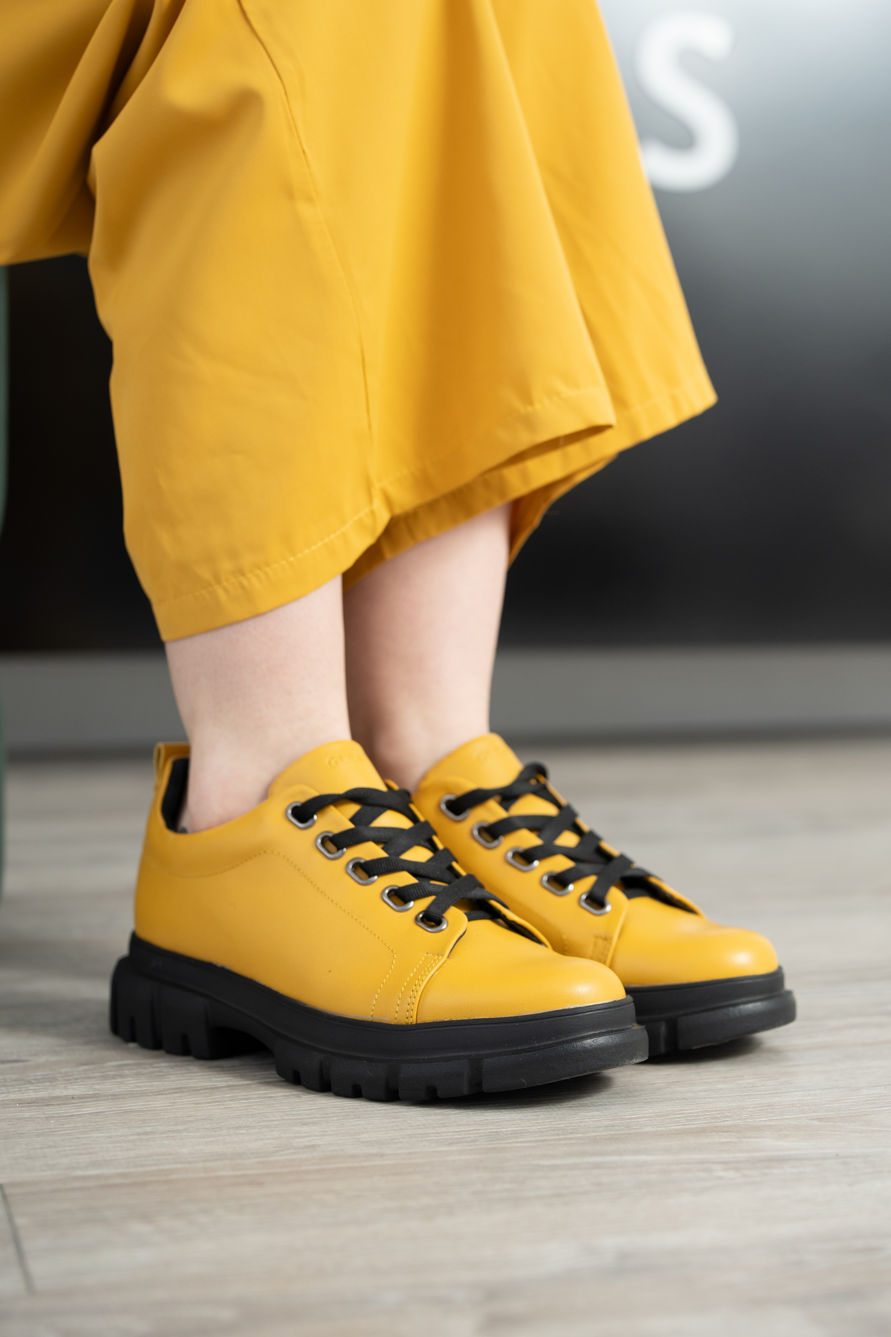 Pantofi casual dama, Glemis, piele naturala - Cod: 665, Culoare: Galben, Marime: 38