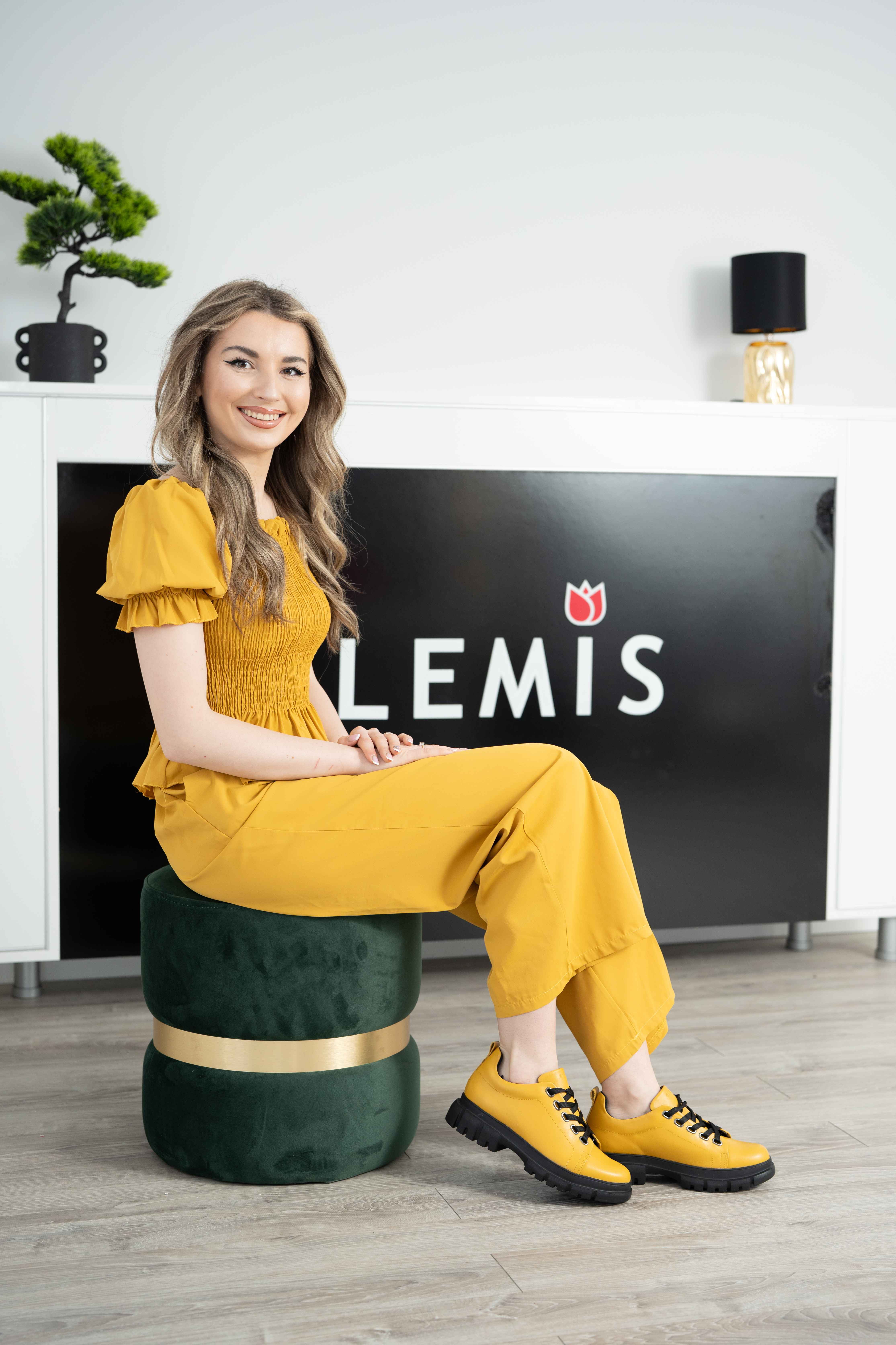 Pantofi casual dama, Glemis, piele naturala - Cod: 665, Culoare: Galben, Marime: 38