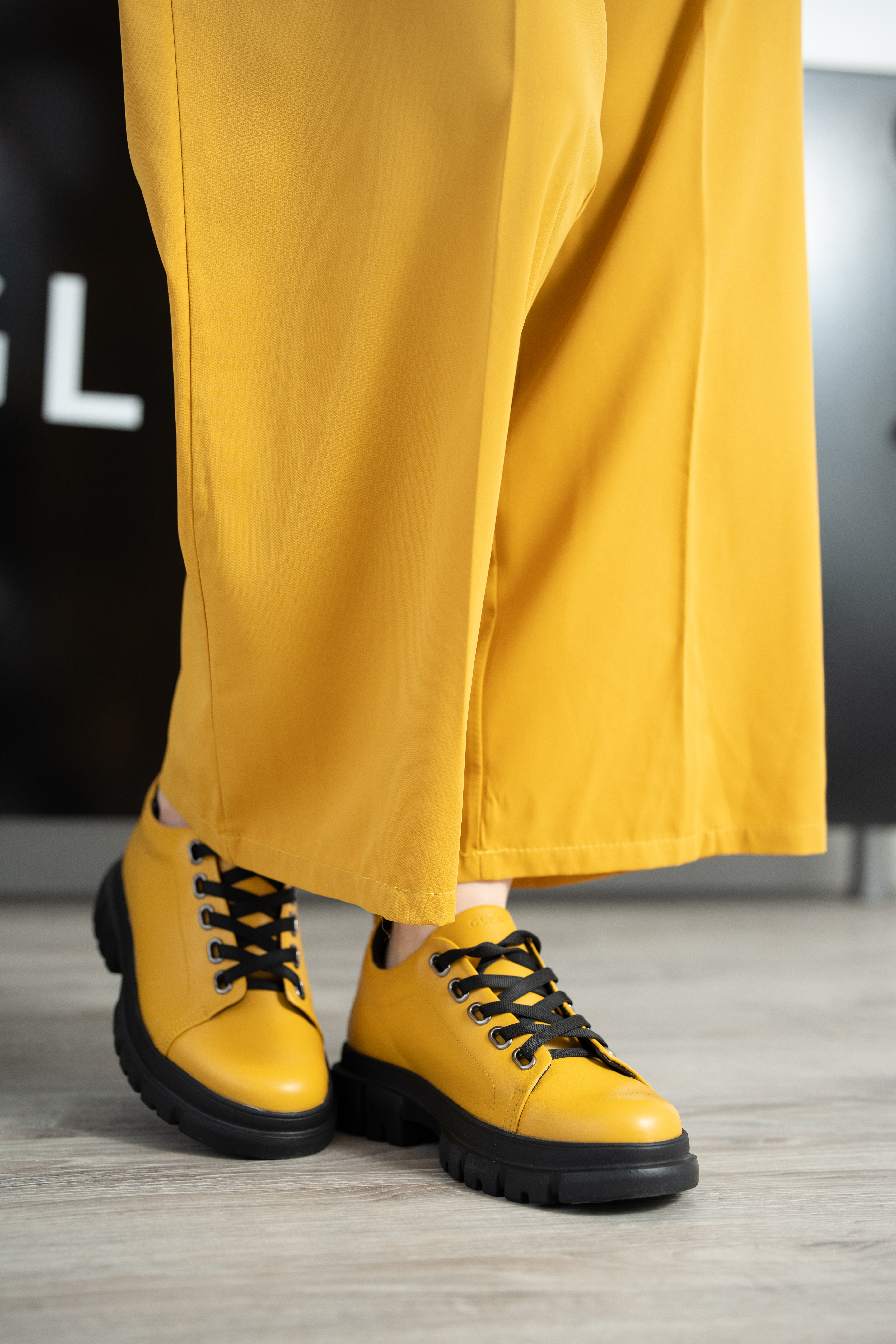 Pantofi casual dama, Glemis, piele naturala - Cod: 665, Culoare: Galben, Marime: 38