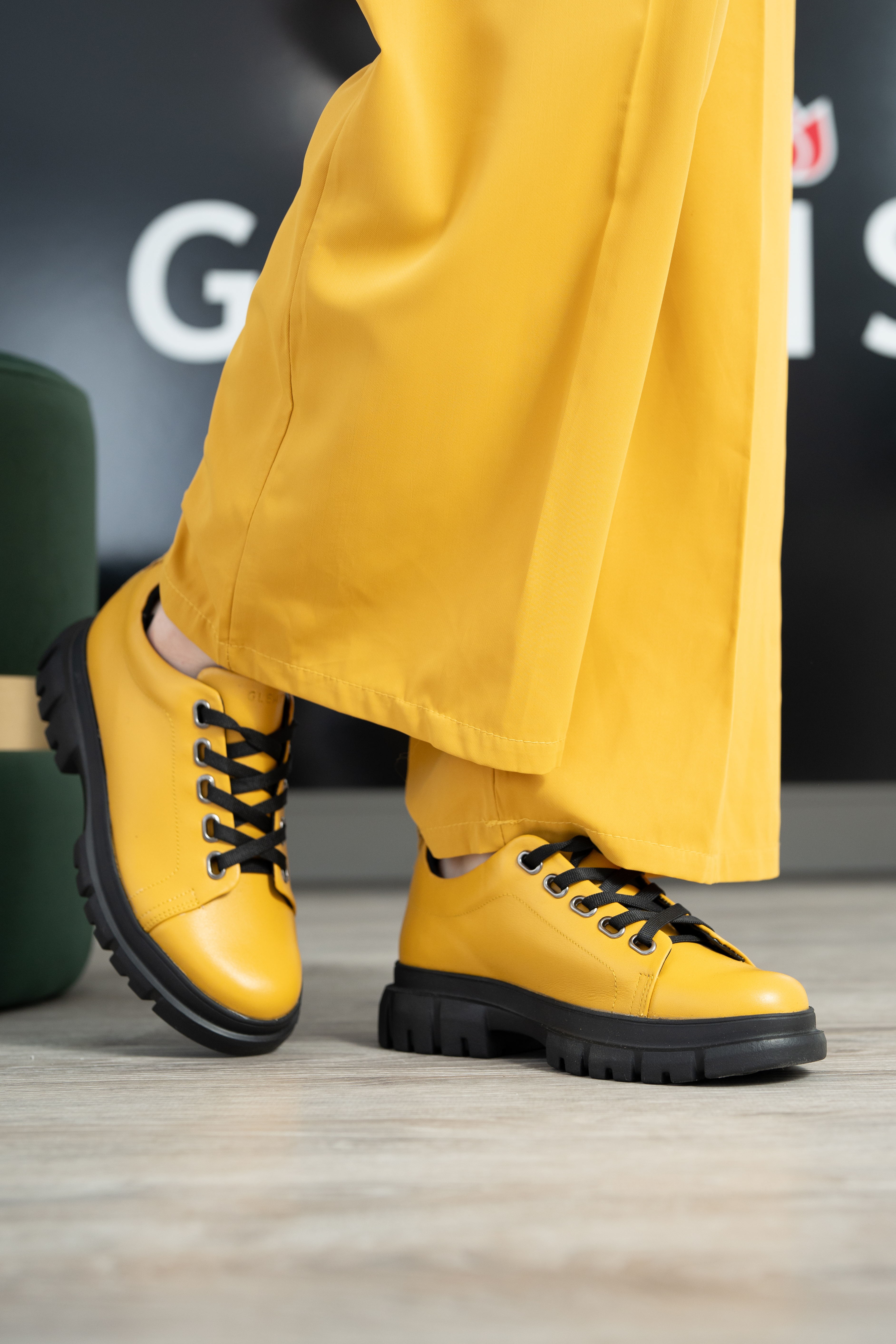 Pantofi casual dama, Glemis, piele naturala - Cod: 665, Culoare: Galben, Marime: 38