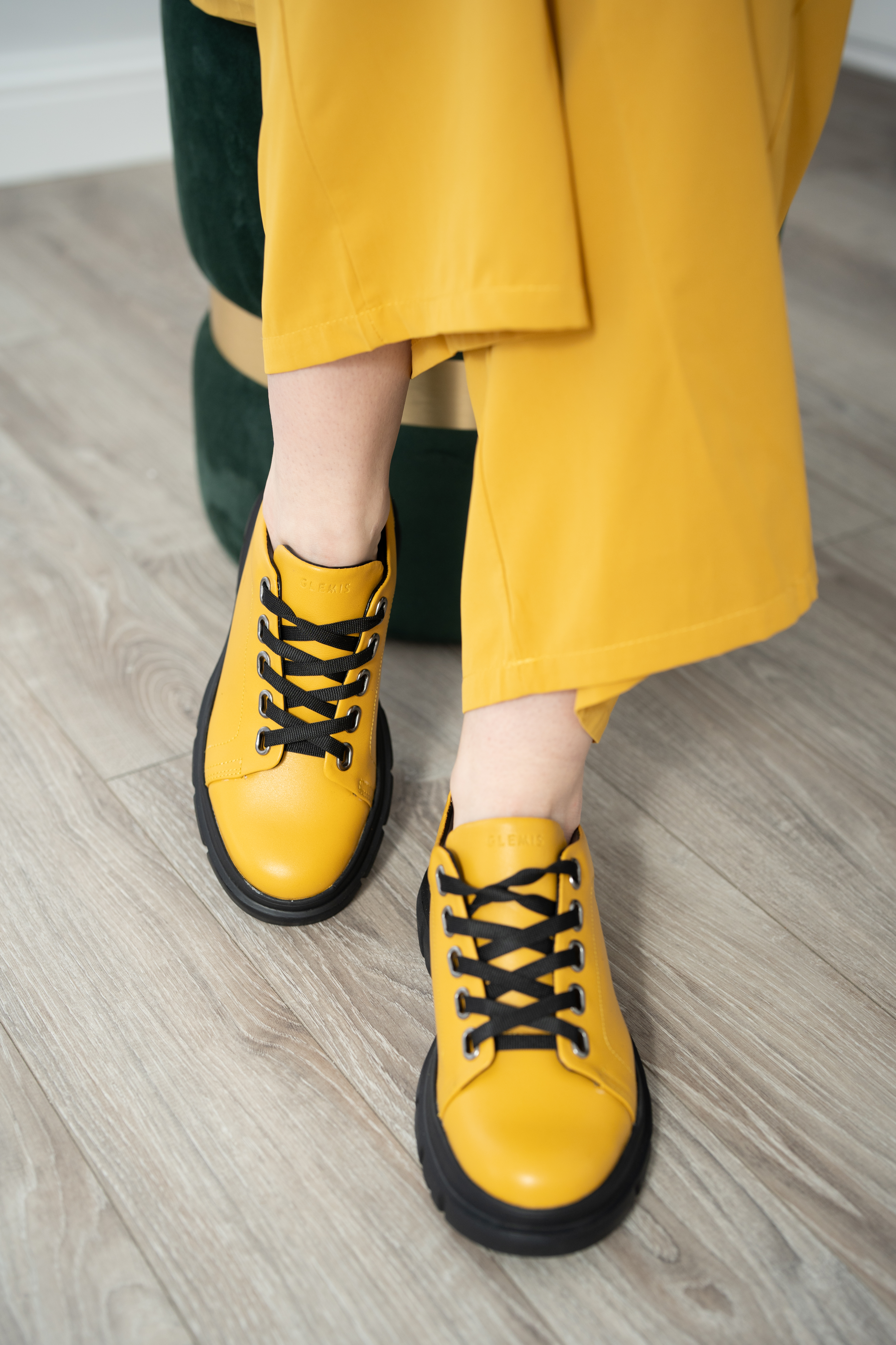 Pantofi casual dama, Glemis, piele naturala - Cod: 665, Culoare: Galben, Marime: 38