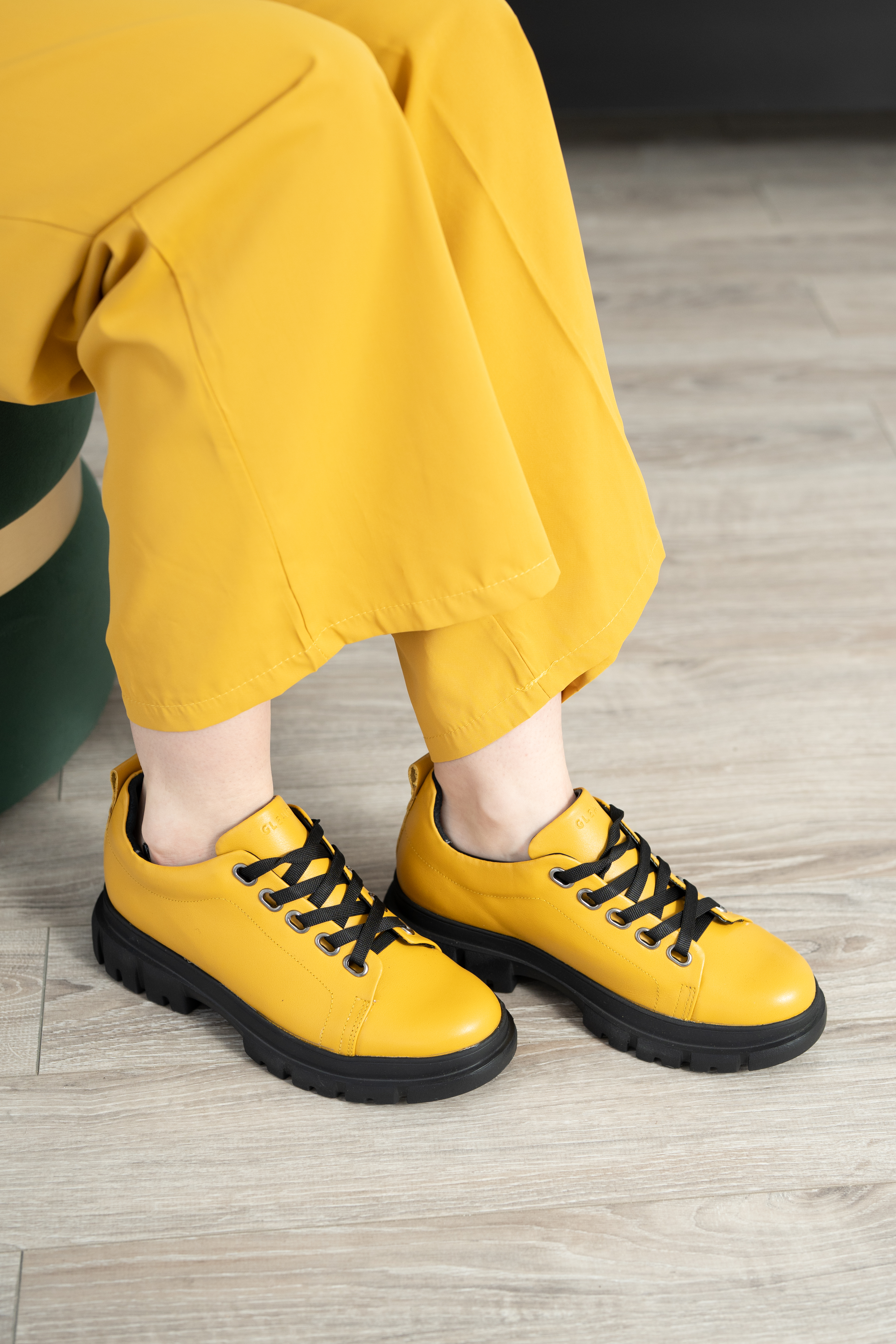 Pantofi casual dama, Glemis, piele naturala - Cod: 665, Culoare: Galben, Marime: 38
