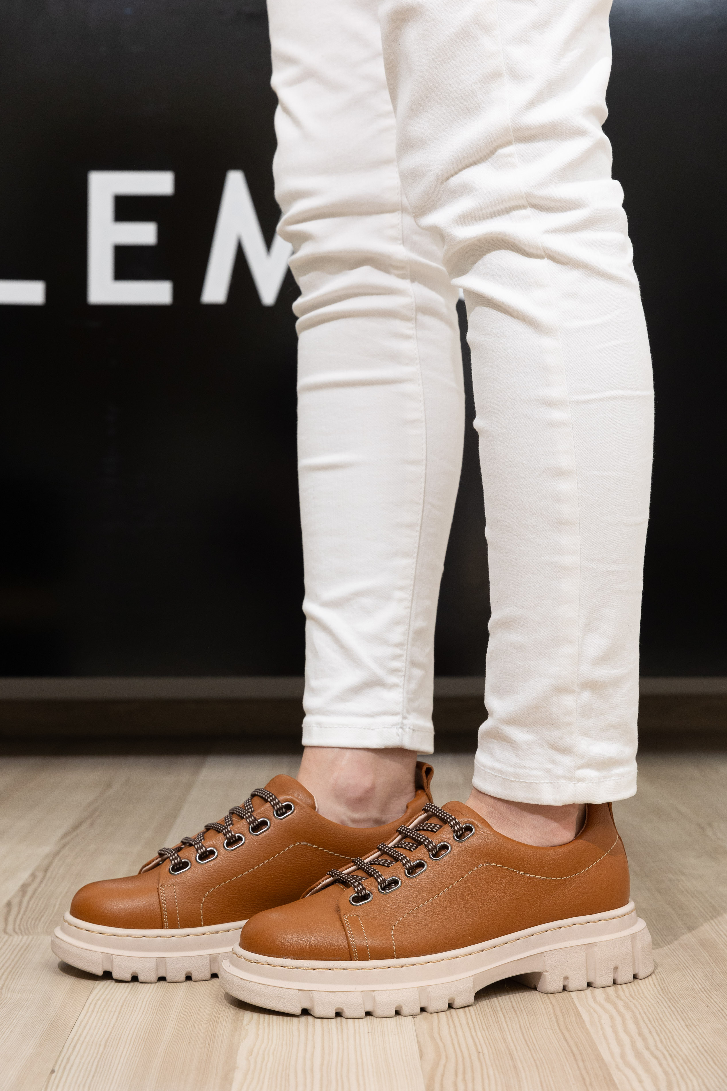 Pantofi dama calapod lat, Glemis, piele naturala - Cod: 665, Culoare: Maro Bizon, Marime: 38 (24.8 cm)