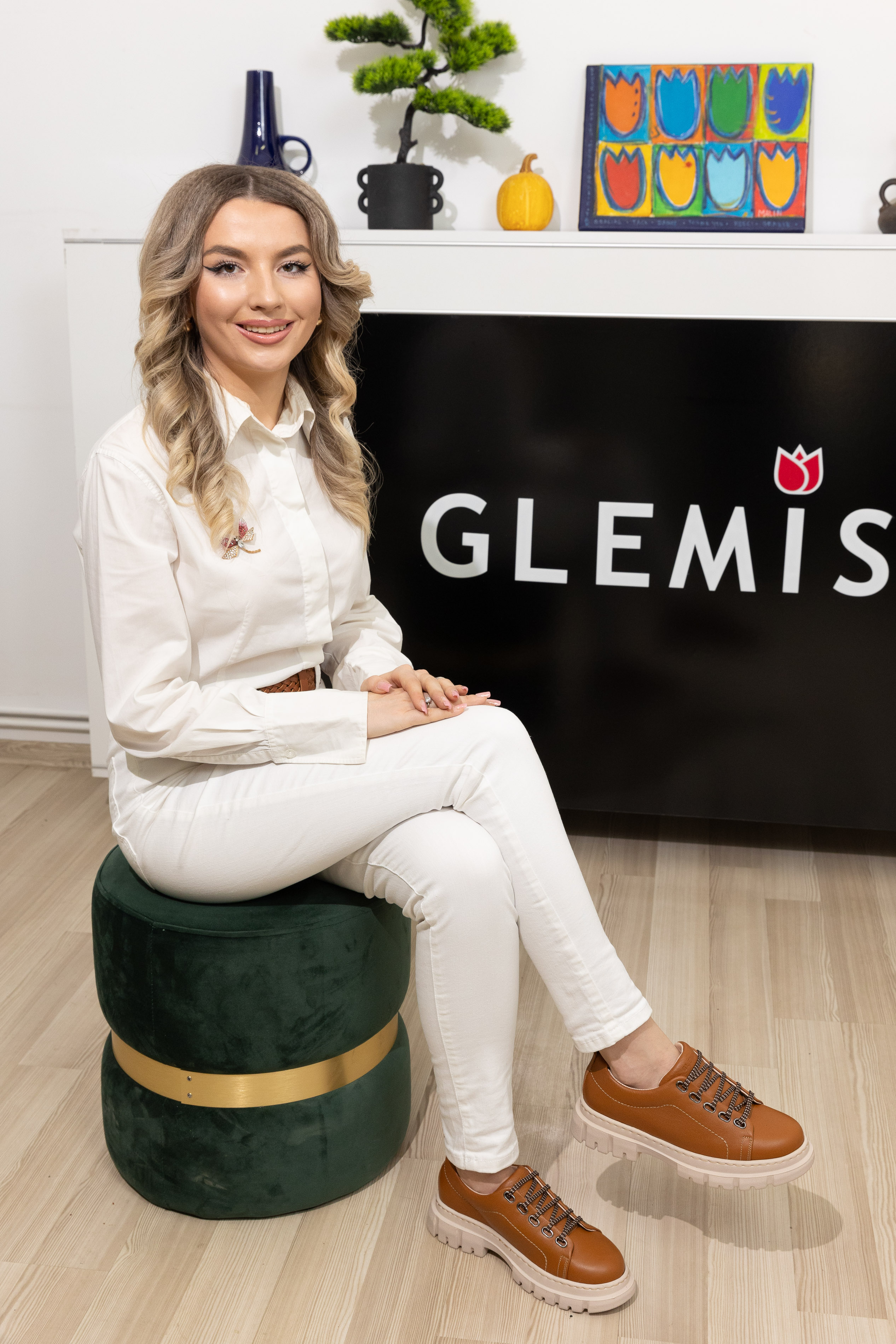 Pantofi dama calapod lat, Glemis, piele naturala - Cod: 665, Culoare: Maro Bizon, Marime: 38 (24.8 cm)